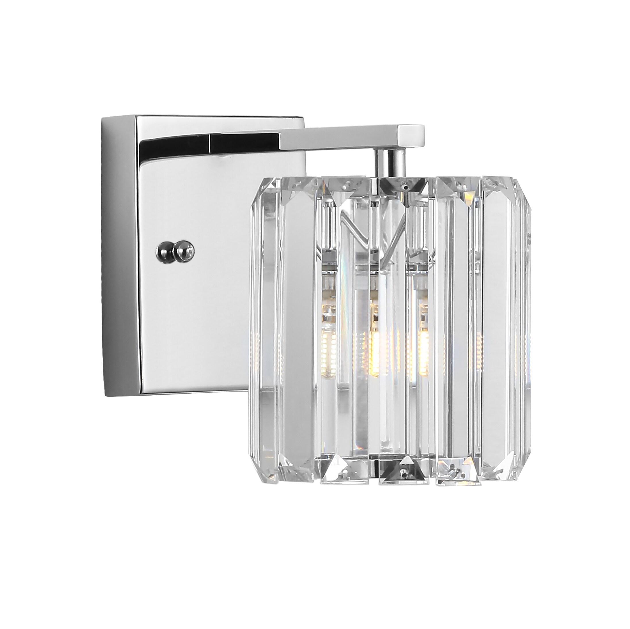 Coco Prism Vintage 4.75" 1-Light Metal/Glass Classic Glam LED Vanity Light, Chrome