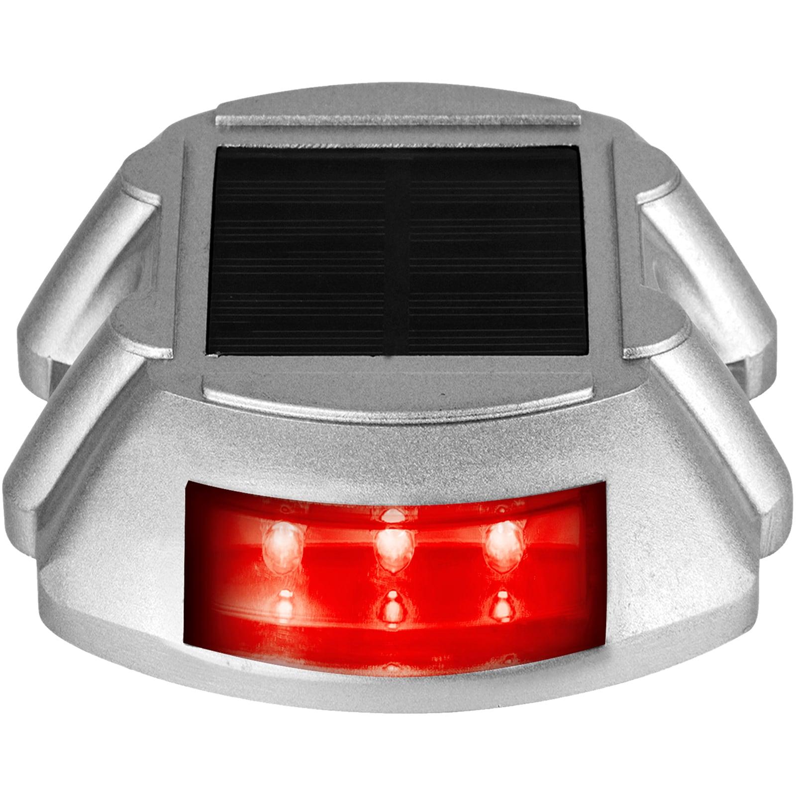 Vevor Solar Driveway Lights, 4-Pack With Switch Button, Waterproof Deck Lights, Wireless Dock 6 LEDs for Path Warning Garden Walkway Sidewalk Steps, LED Bright Green