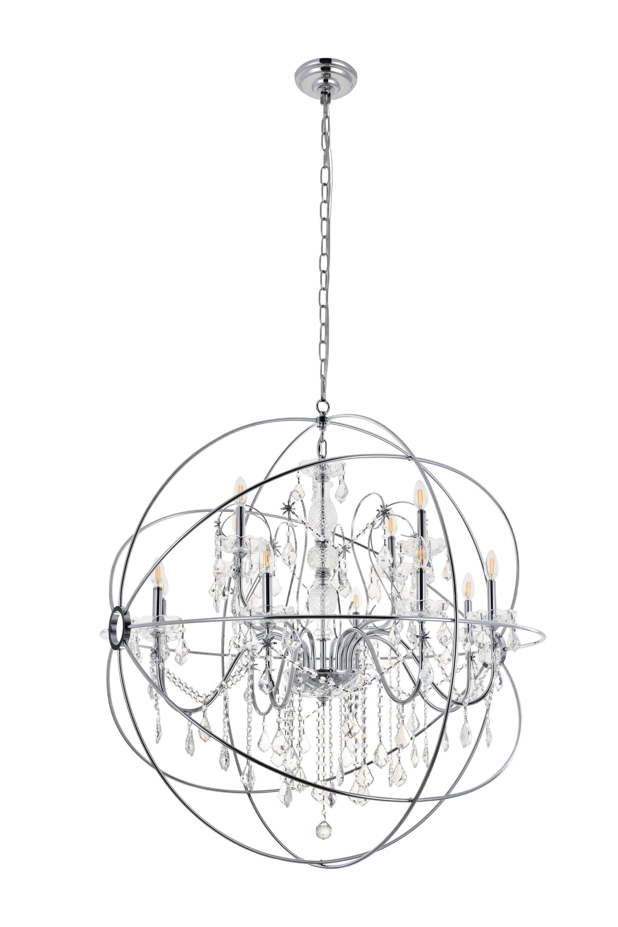 Elegant Decor Home Furnishing 12 -Light Chrome Transitional Globe Large Hanging Pendant light