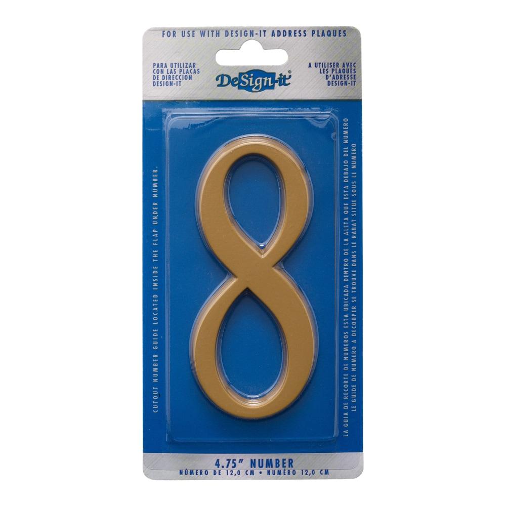 Satin Brass Die Cast Metal House Number 8 Sticker