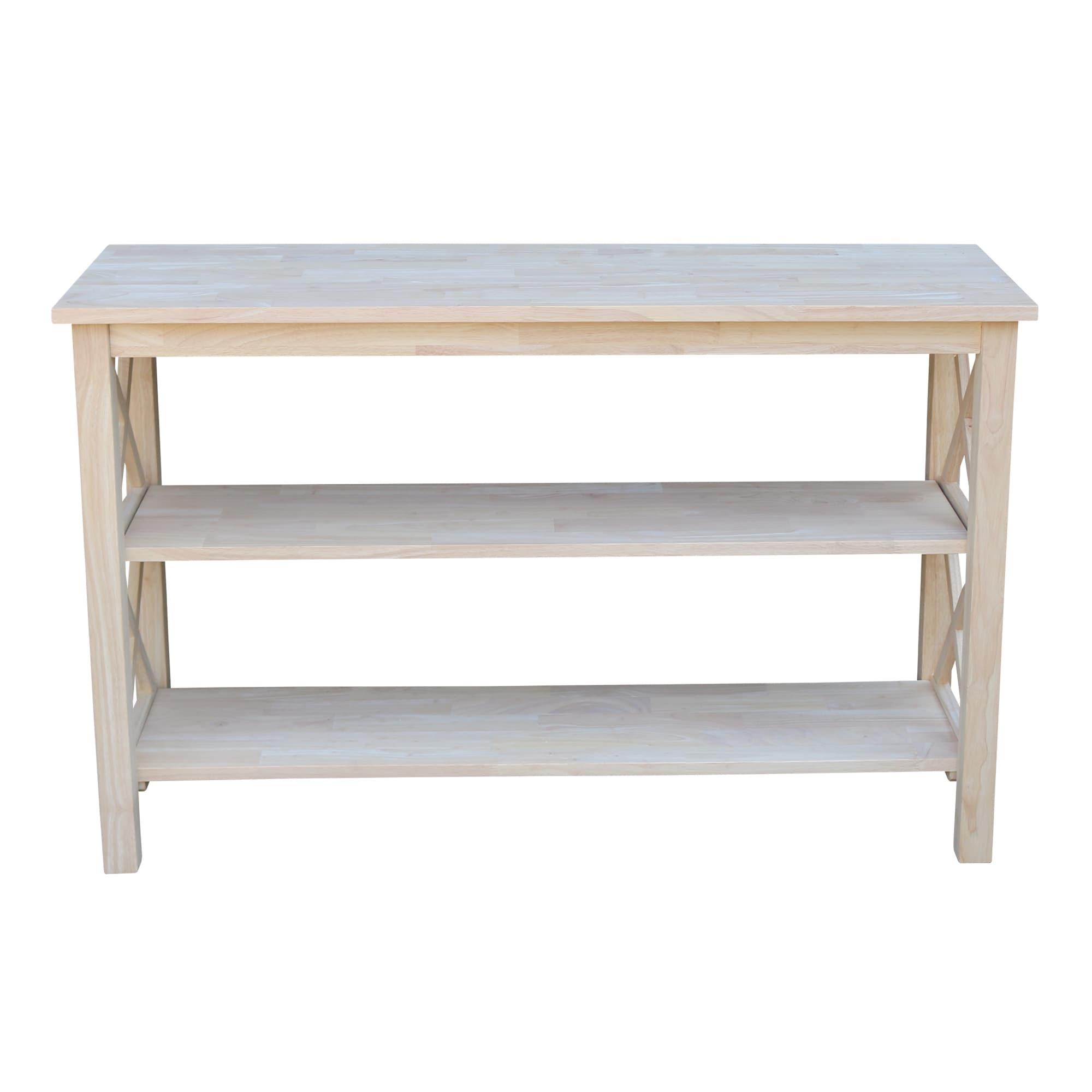 Hampton Console Table Beige - International Concepts: Solid Wood, Parawood, Rectangle, Fixed Shelf