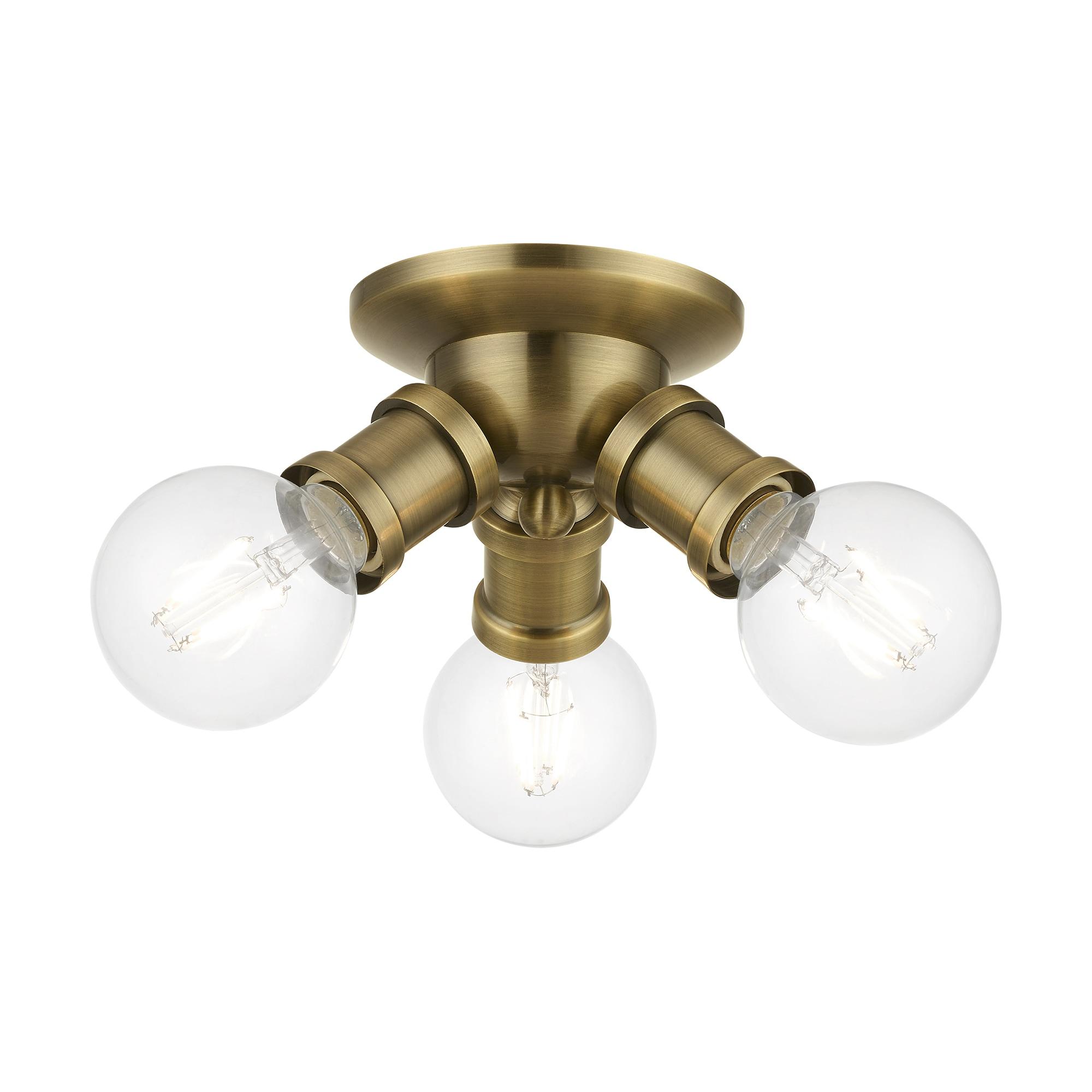 Livex Lighting Lansdale 3 - Light Flush Mount in  Antique Brass