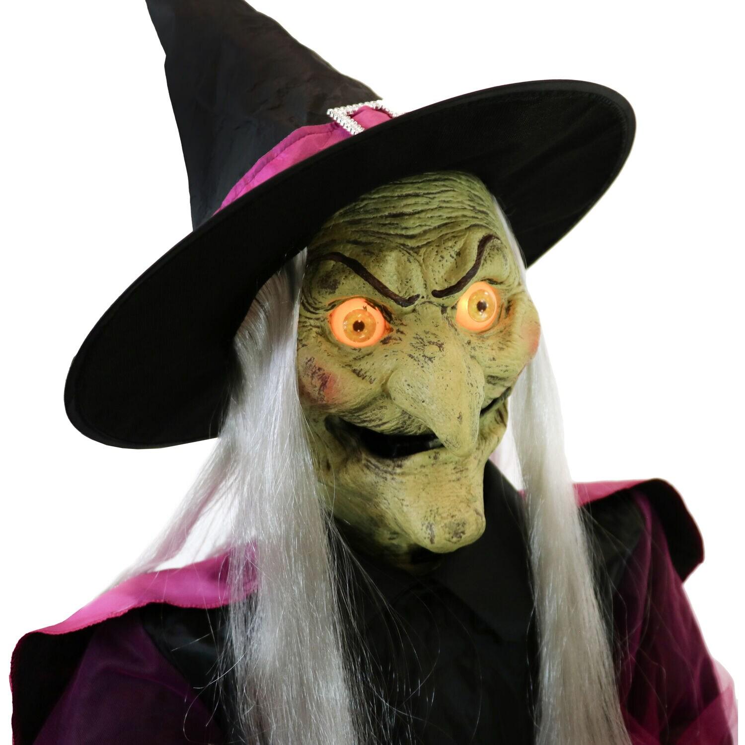 Haunted Hill Farm Haunted Hill Farm Motion-Activated Wicked Cauldron Witches, Plug-In Talking Halloween Animatronic