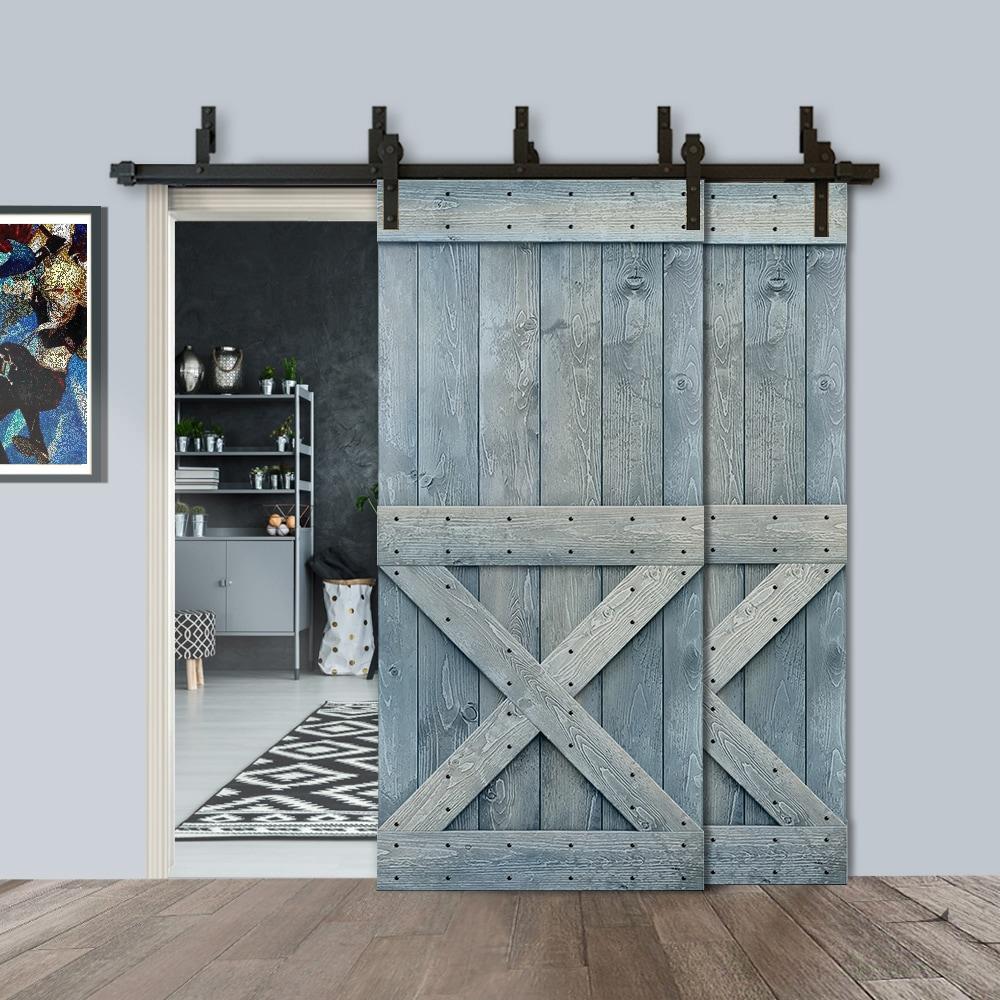 Calhome 84'' Solid Wood Paneled Painted with Installation Hardware Kit Barn Door