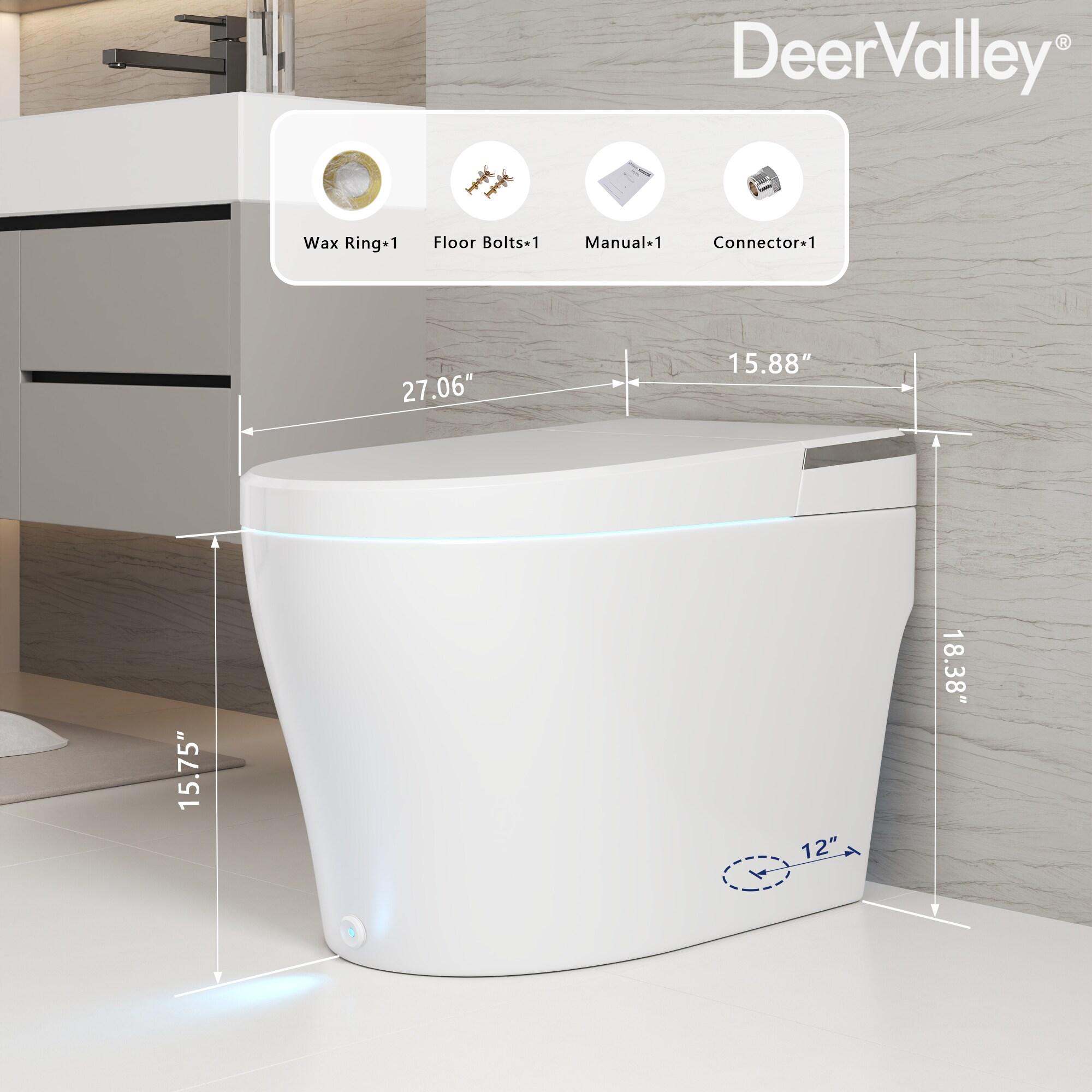 DeerValley Smart Toilet Elongated 1 Piece 1.28GPF  Fully Glazed Toilet with Heated Seat & Foot Kick Flush & Night Light DV-1S0029-V1