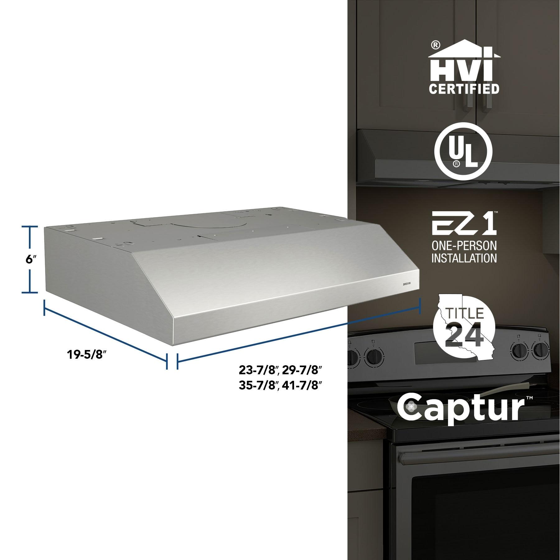 Broan NuTone 24" Steel 250 CFM Convertible Under Cabinet Range Hood with Mesh Filter