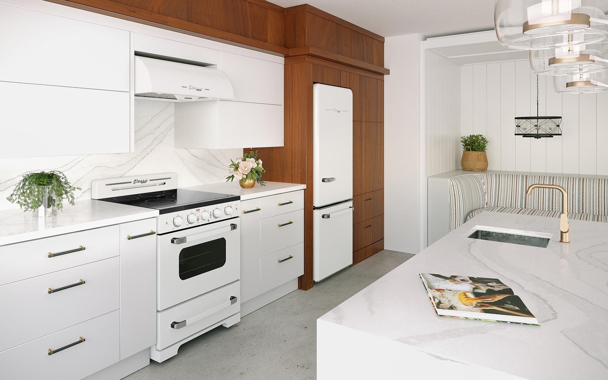 Unique Appliances Classic Retro 30" 5 Element 3.9 cu. ft. Freestanding Electric Glass Top Range with Convection Oven UGP-30CR EC W