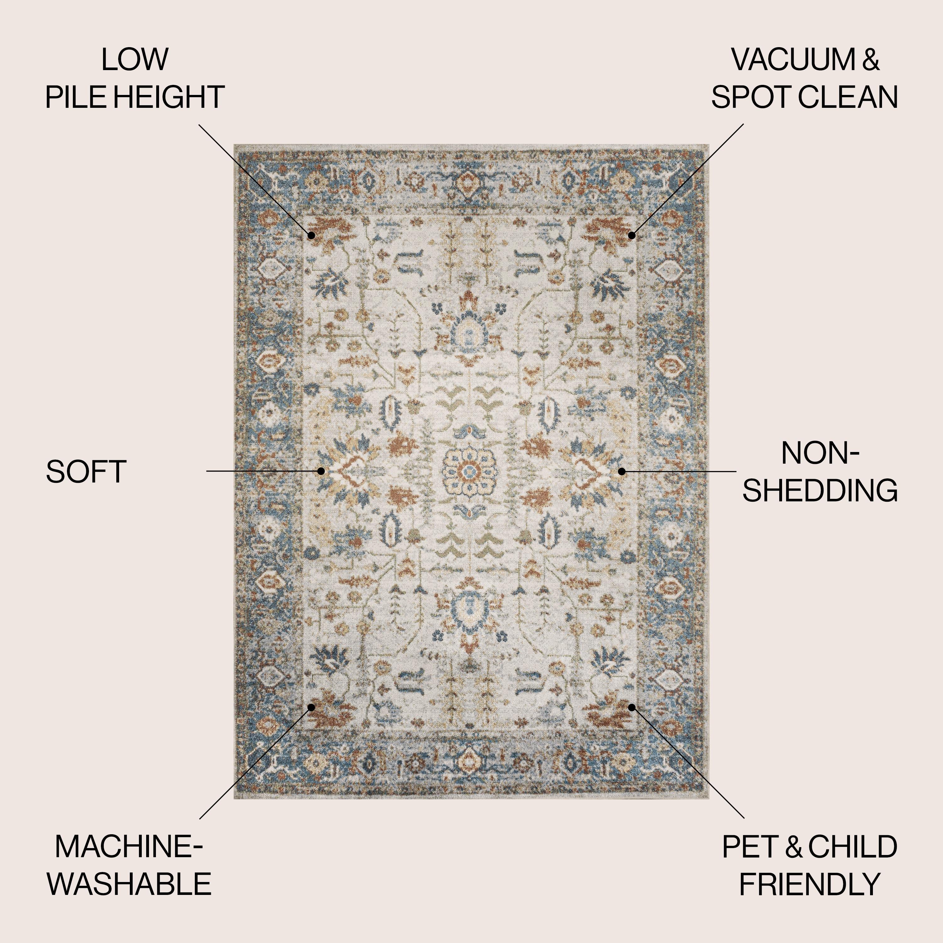 JONATHAN Y Hiero Persian Border Low-Pile Machine-Washable Cream/Terra 5 ft. x 8 ft. Area Rug