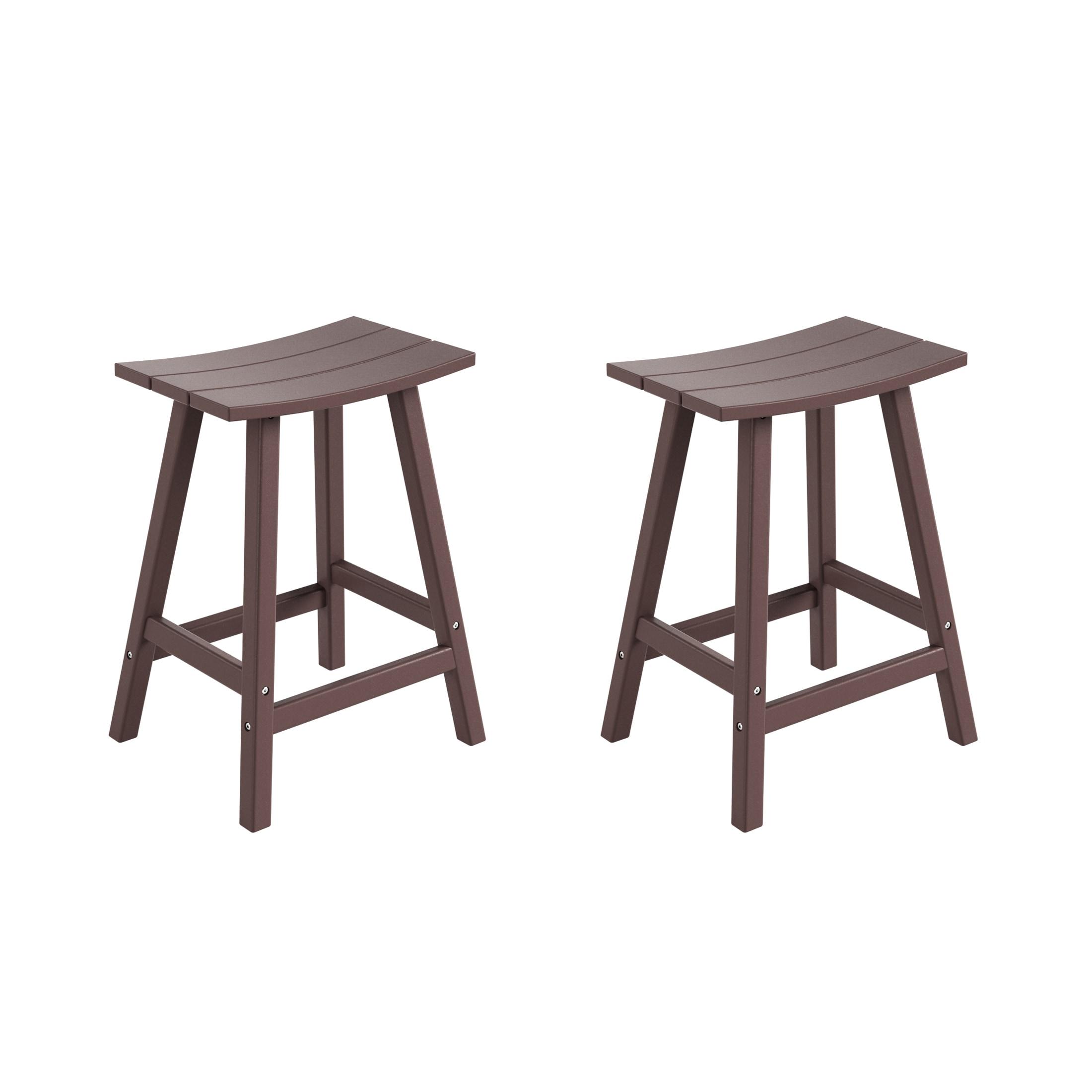 Polytrends Laguna 24" All-Weather Resistant Outdoor Patio Bar Stool (Set of 2) Dark Brown 24-inches
