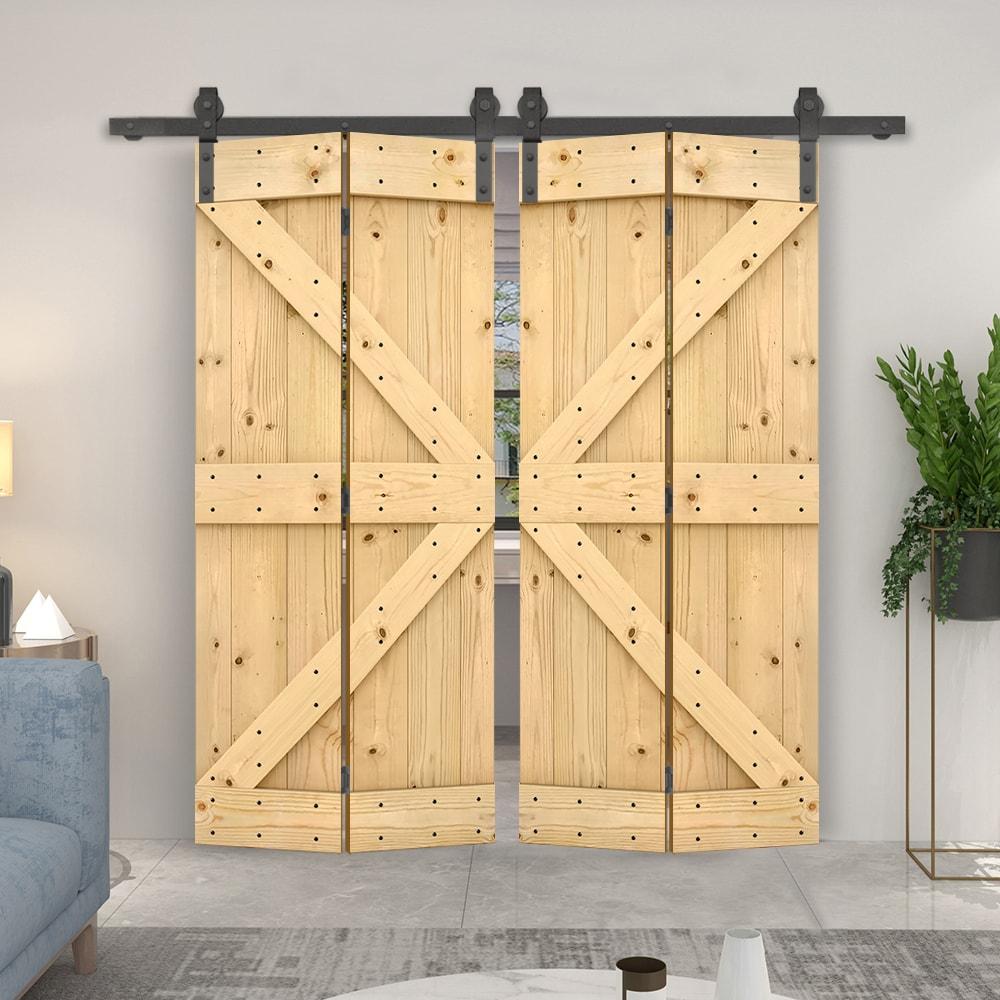 Calhome 84'' Solid Wood Barn Doors Painted without Installation Hardware Kit Barn Door