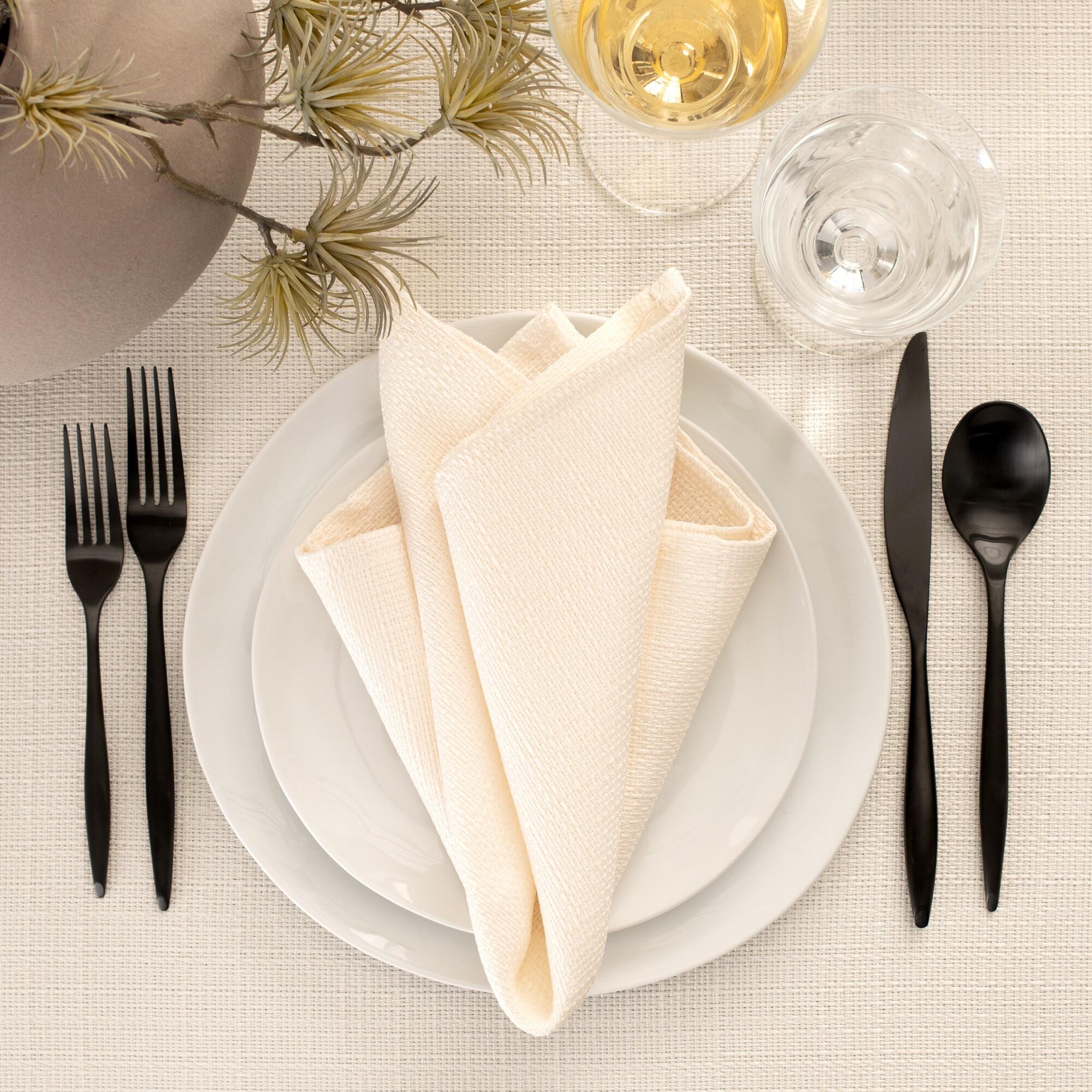 Elrene Laurel Solid Texture Water and Stain Resistant Napkins, Set of 4 - 17" x 17" - Elrene Home Fashions