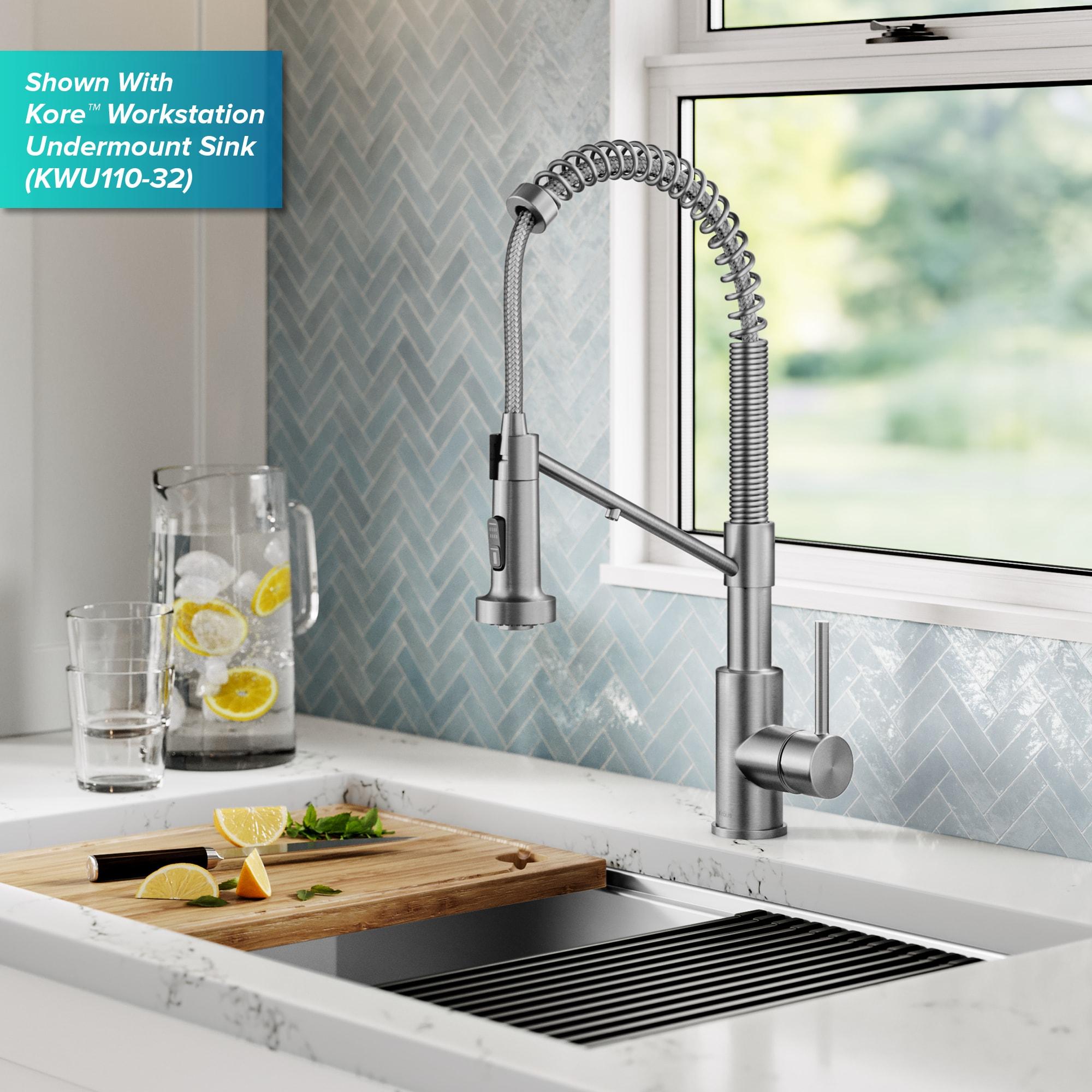 KRAUS Bolden 2-in-1 Commercial Style Pull-Down Single Handle Water Filter Kitchen Faucet for Reverse Osmosis or Water Filtration System in Spot Free Stainless Steel