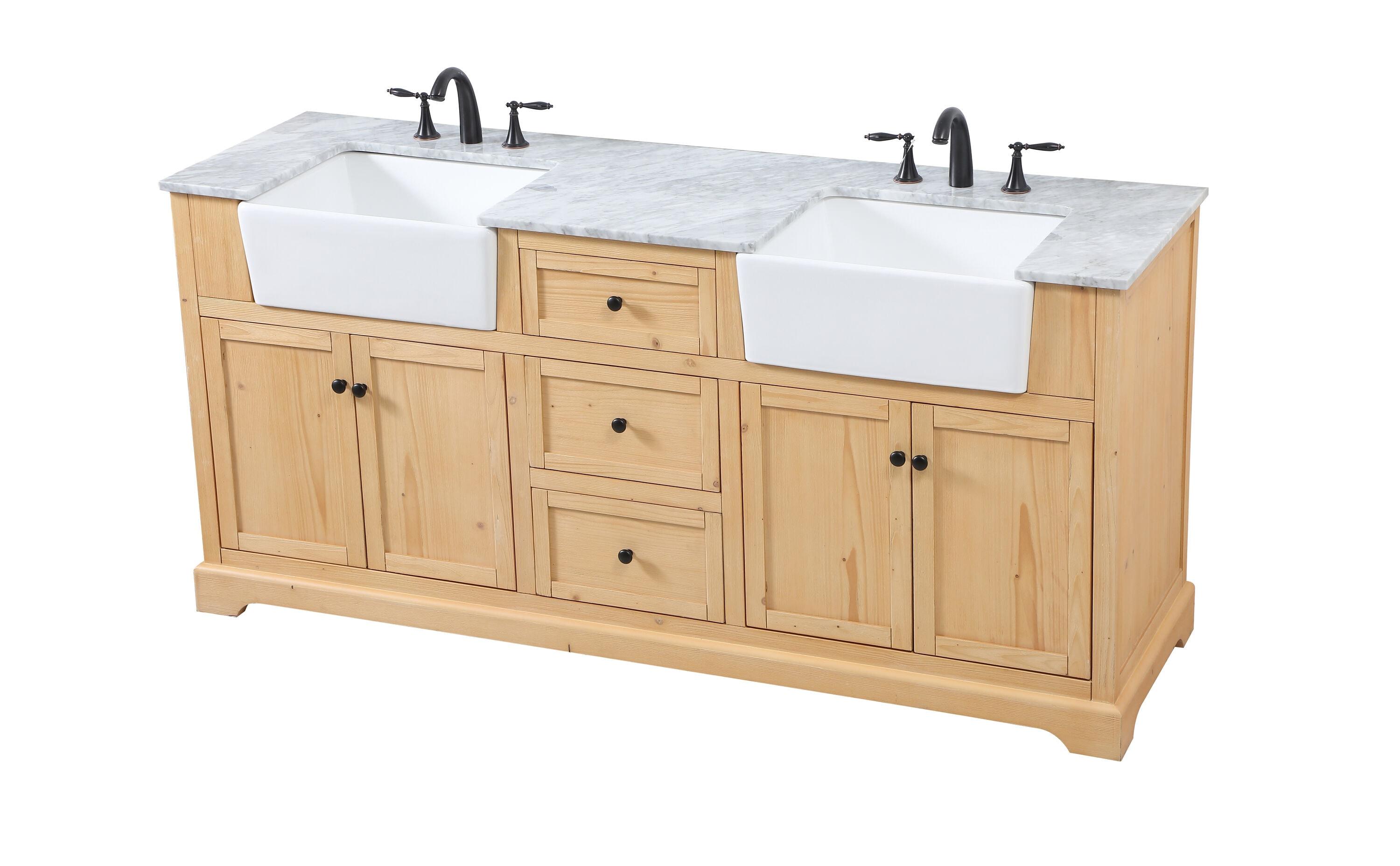 Pardue 72'' Double Bathroom Vanity with Marble Top