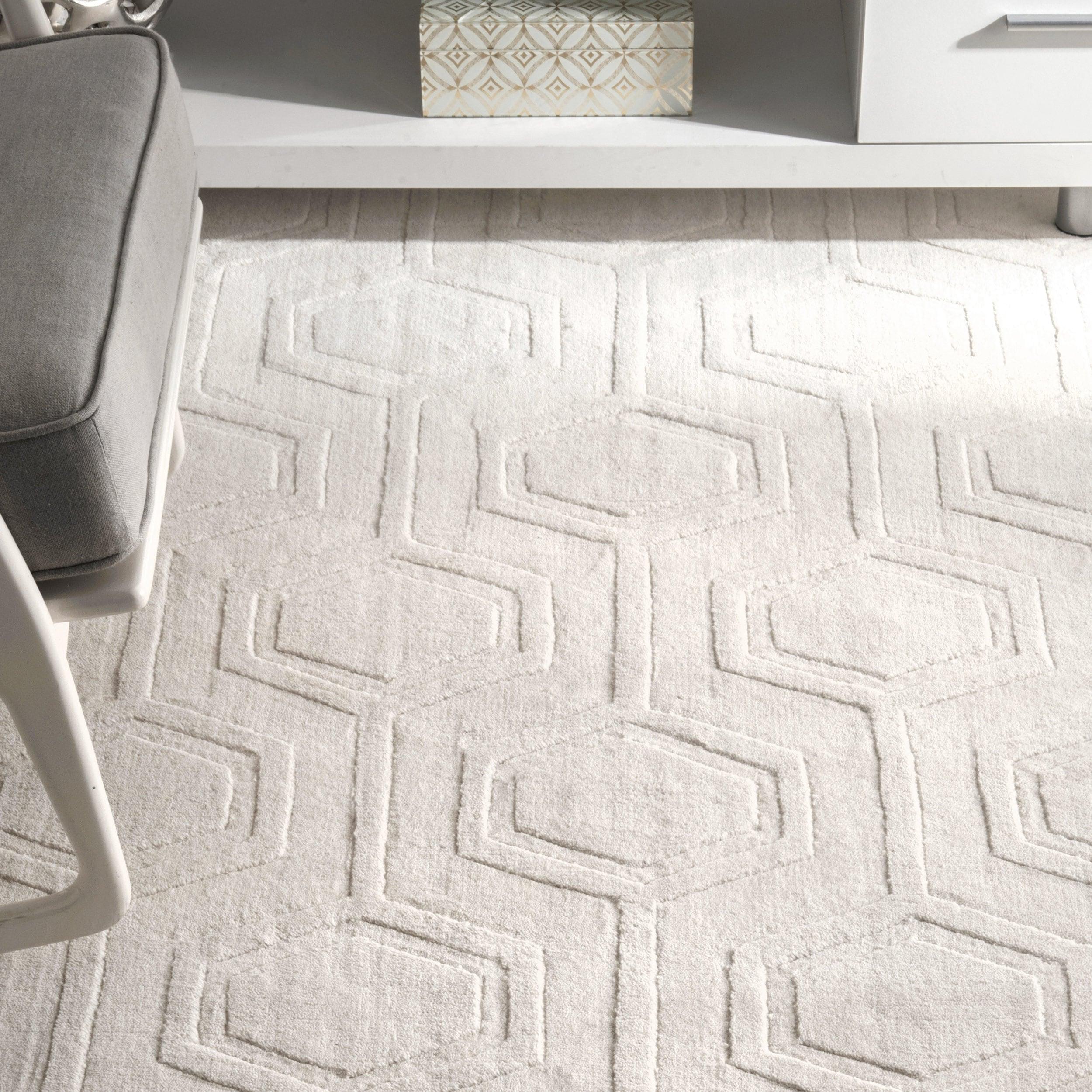 Nuloom Ambrose Geometric 9x12 Wool Indoor Area Rug for Living Room Bedroom Dining Room Kitchen, Ivory