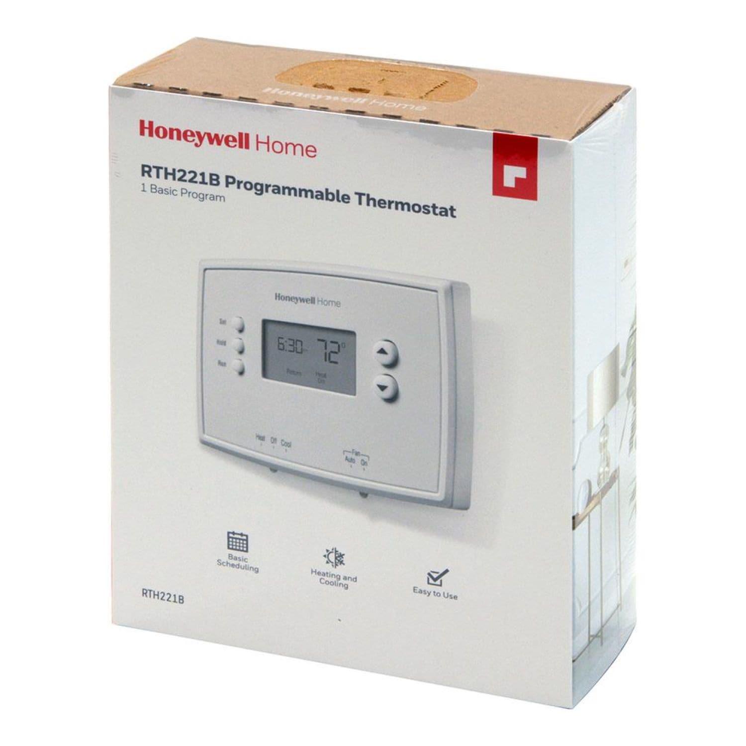 Honeywell Home 1-Week Programmable Thermostat: Digital, Audible Alert, White, Battery Operated