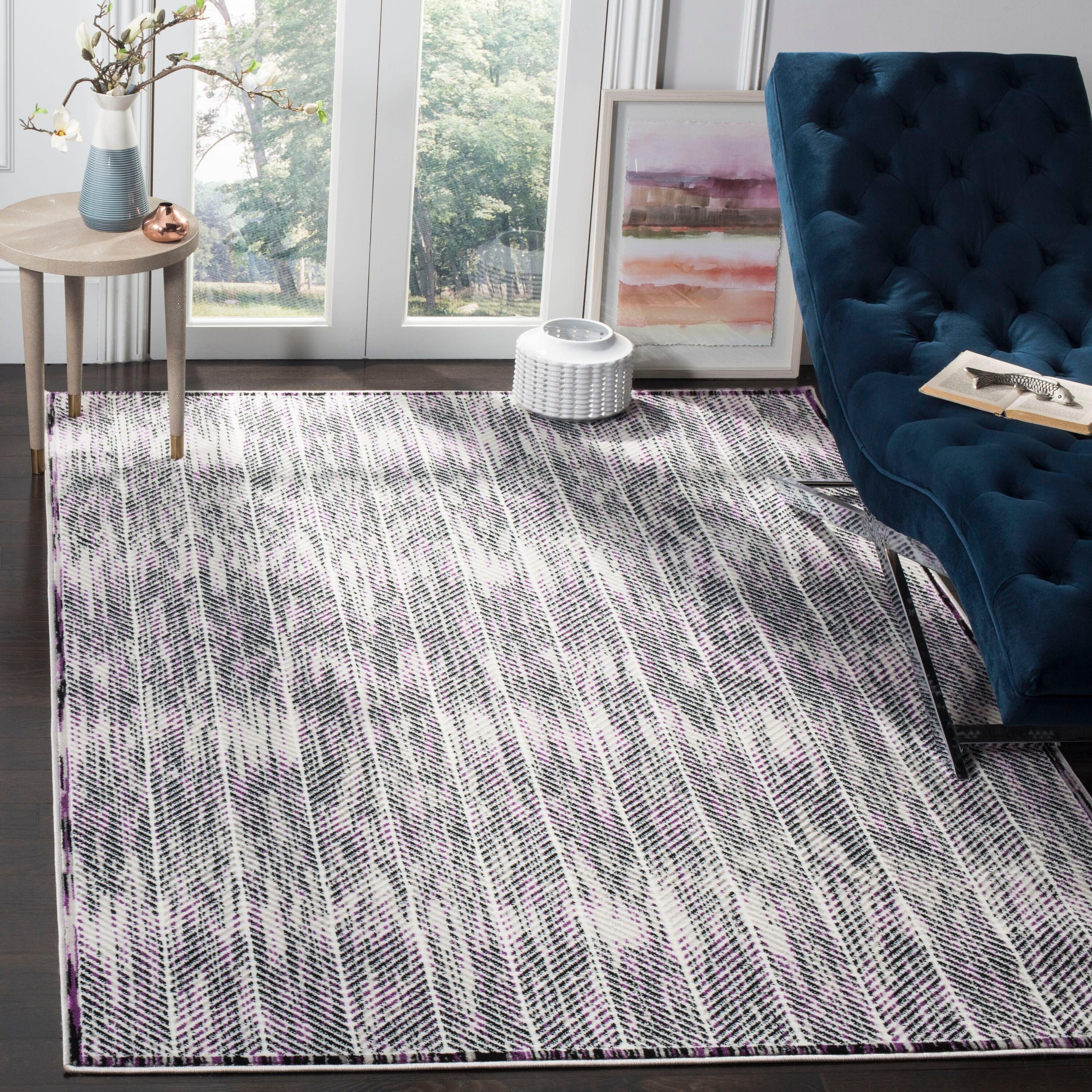 Skyler SKY194 Power Loomed Indoor Area Rug - Grey/Purple - 5'1"x7'6" - Safavieh