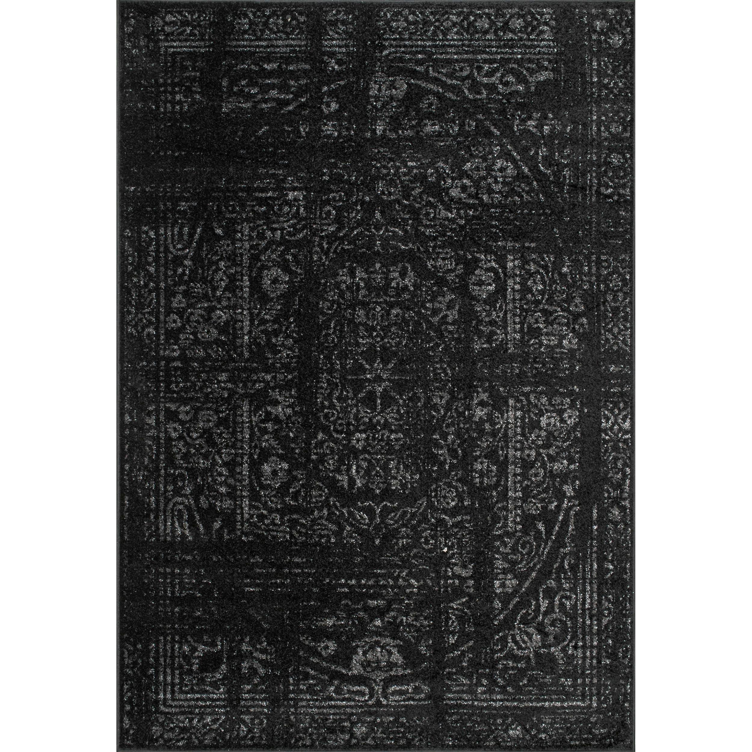 Nuloom Arlena Medallion 4x6 Indoor Area Rug for Living Room Bedroom Dining Room Kitchen, Black/Grey
