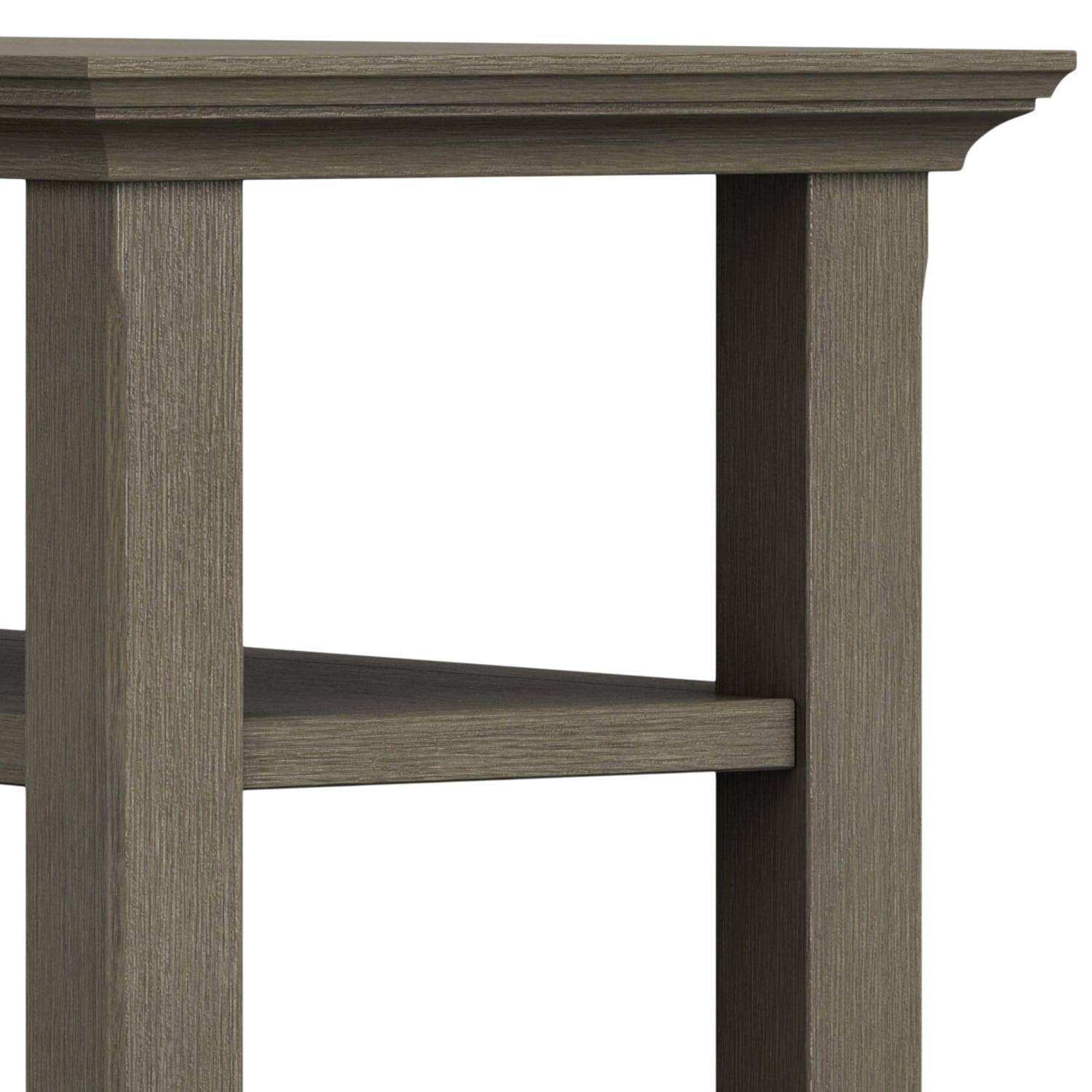 Simpli Home Acadian Wood 14" Rectangle Transitional Narrow Side Table in Farmhouse Gray