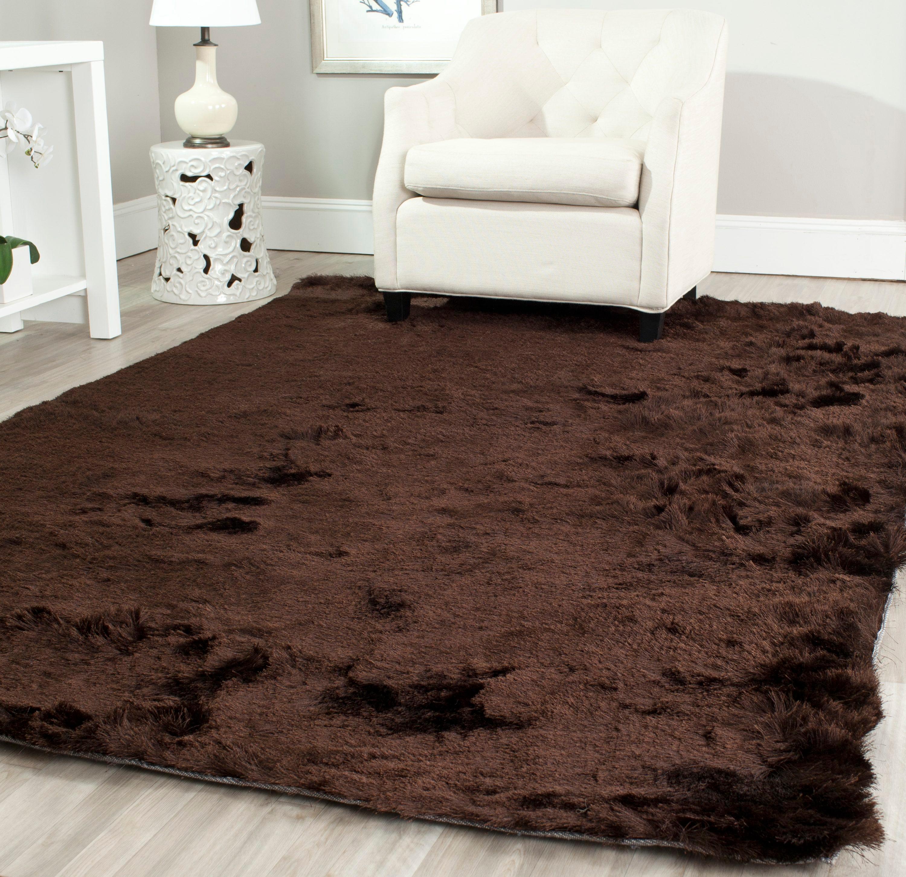 Paris Shag SG511 Hand Tufted Indoor Area Rug - Chocolate - 5'x5' Square - Safavieh