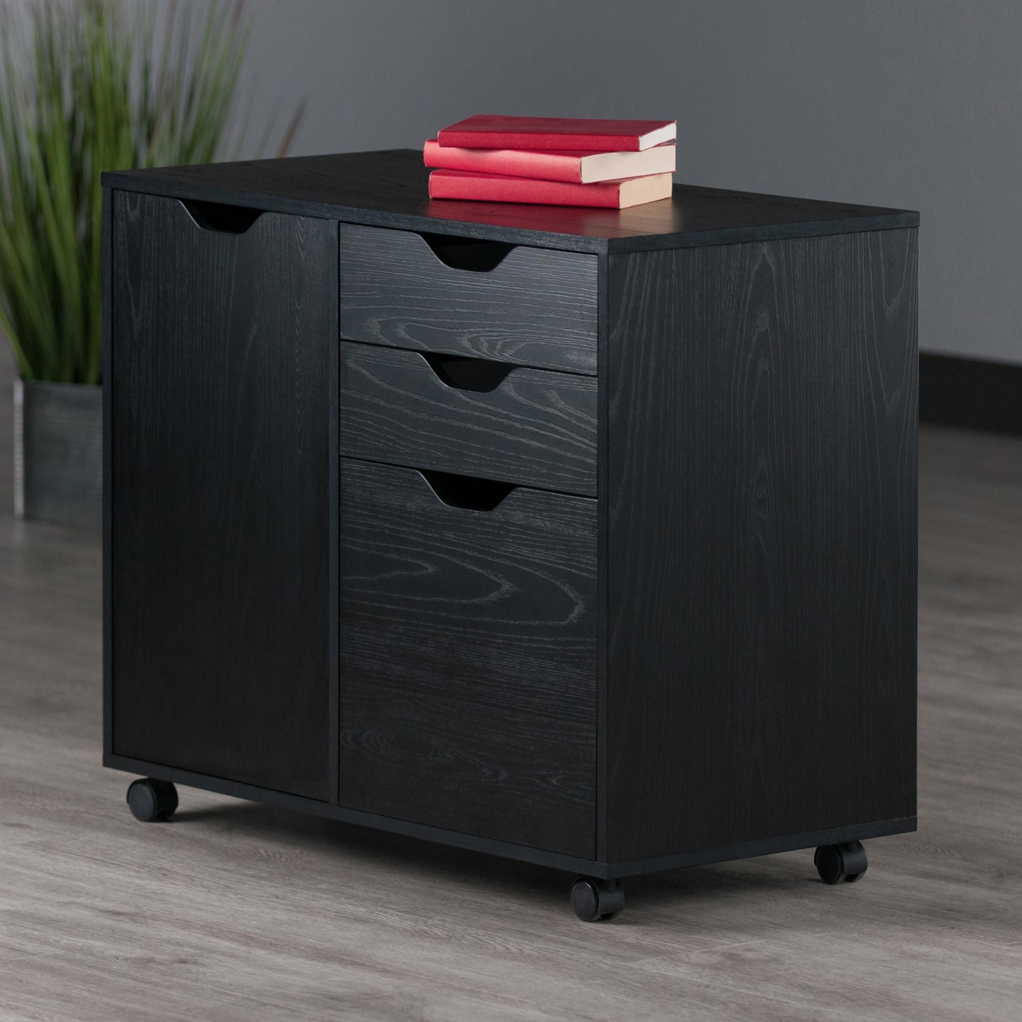 Winsome Halifax 2 Sections Mobile Filing Cabinet Black : MDF Construction, Office Storage, 2 Drawers