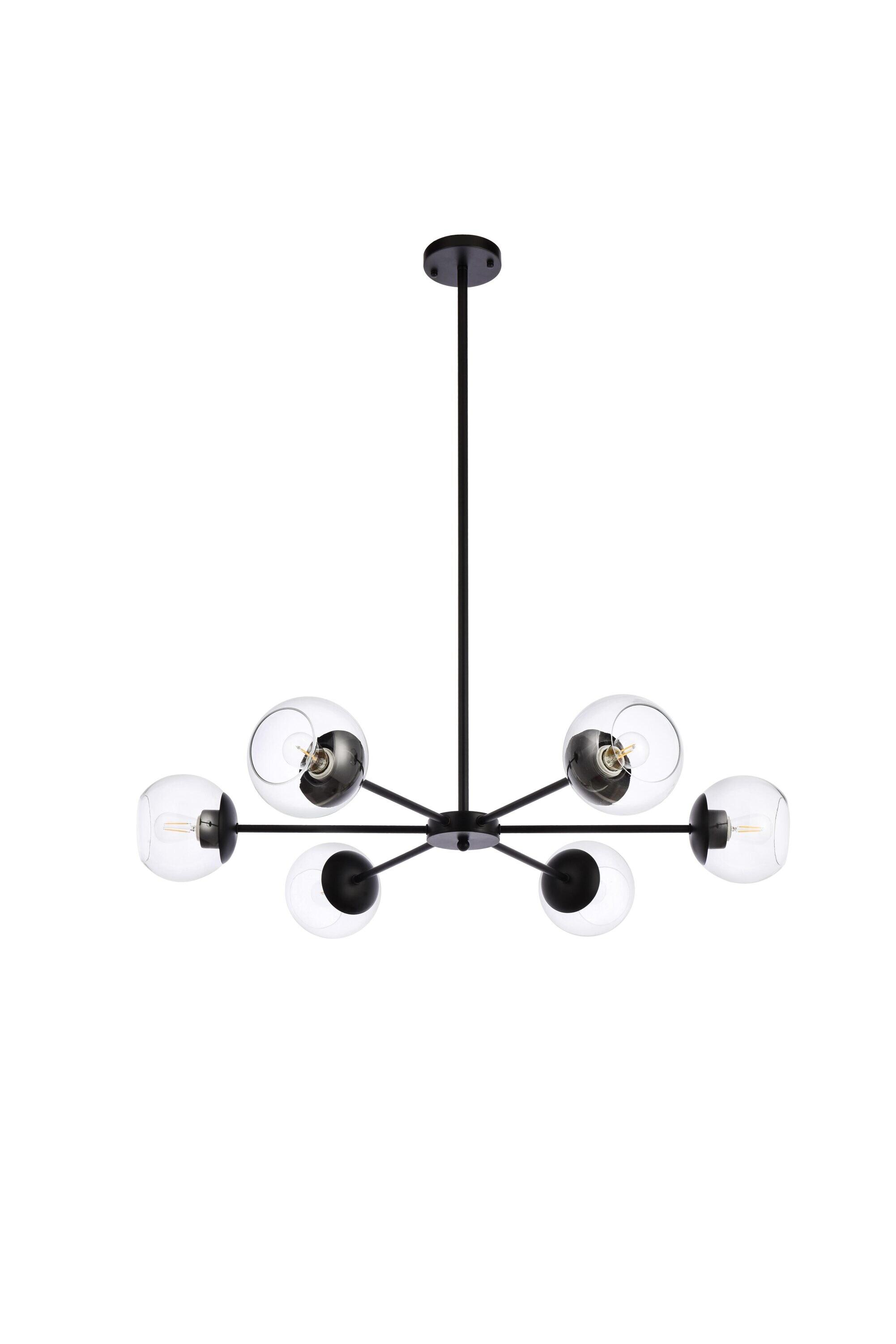 Elegant Lighting Briggs 30 inch pendant in black with clear shade