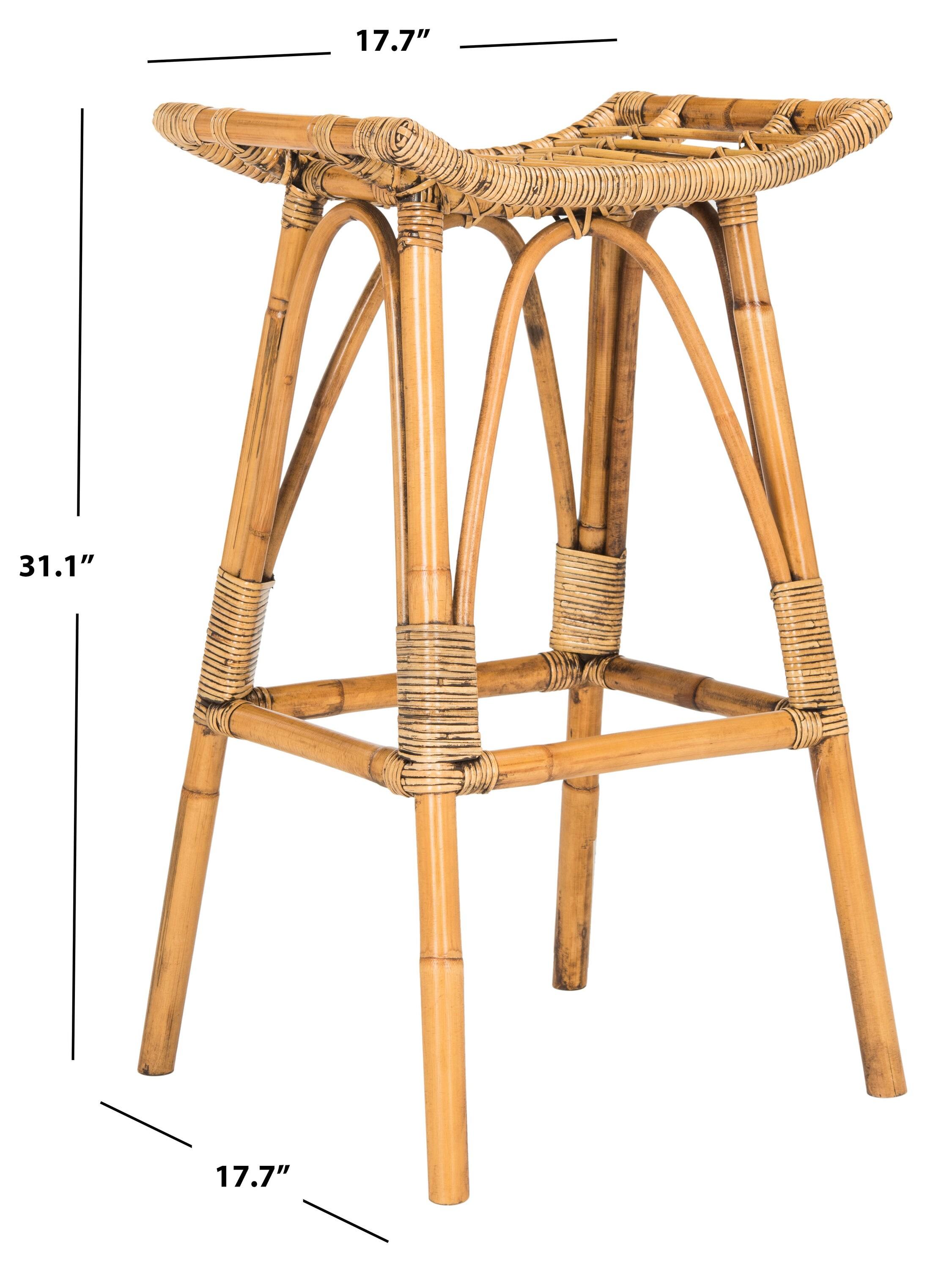 Leda Rattan Bar Stool - WIK6511 - White/Grey - Safavieh