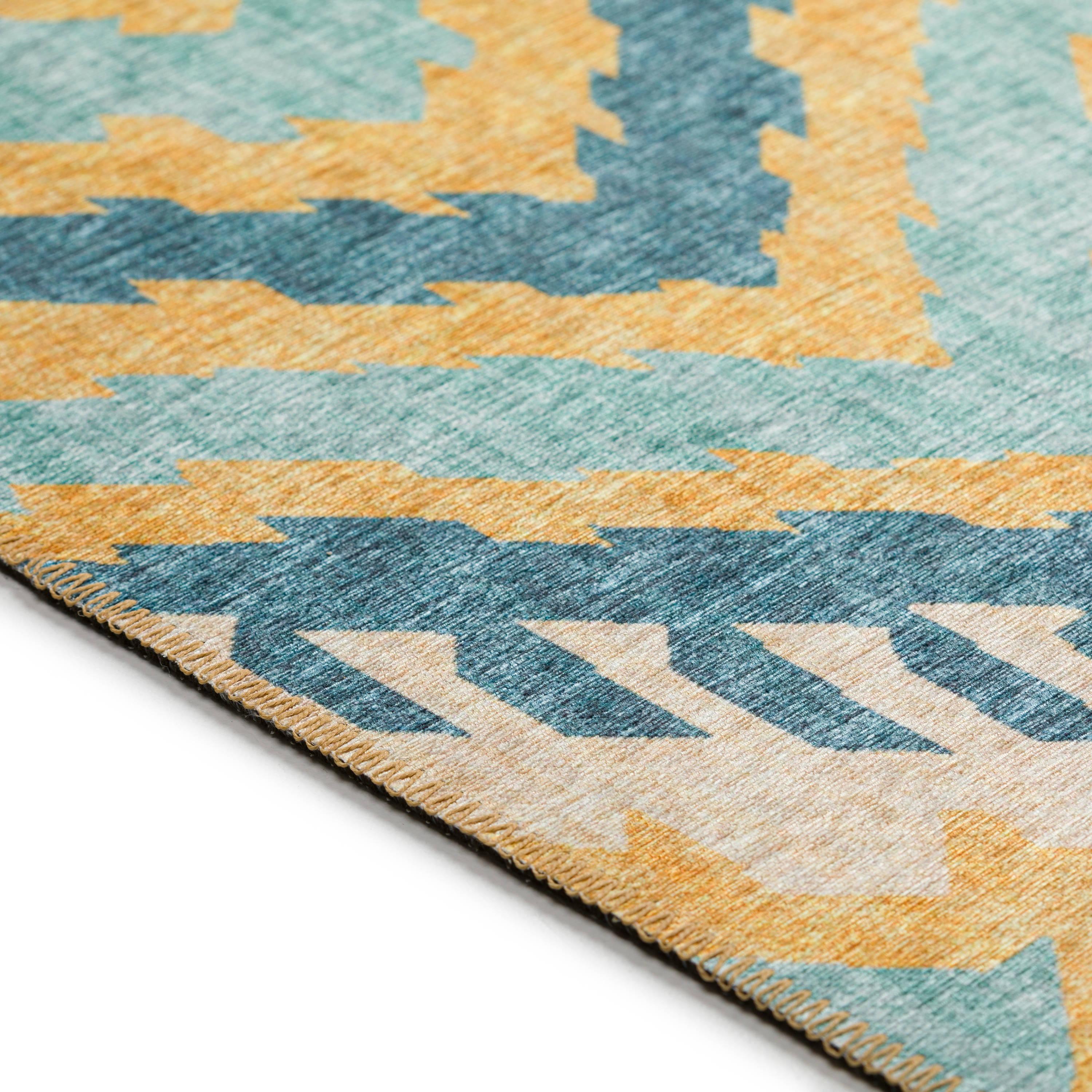Addison Rugs Indoor/ Outdoor Addison Yuma Southwest Ikat Washable Area Rug 5' x 7'6" - Yellow