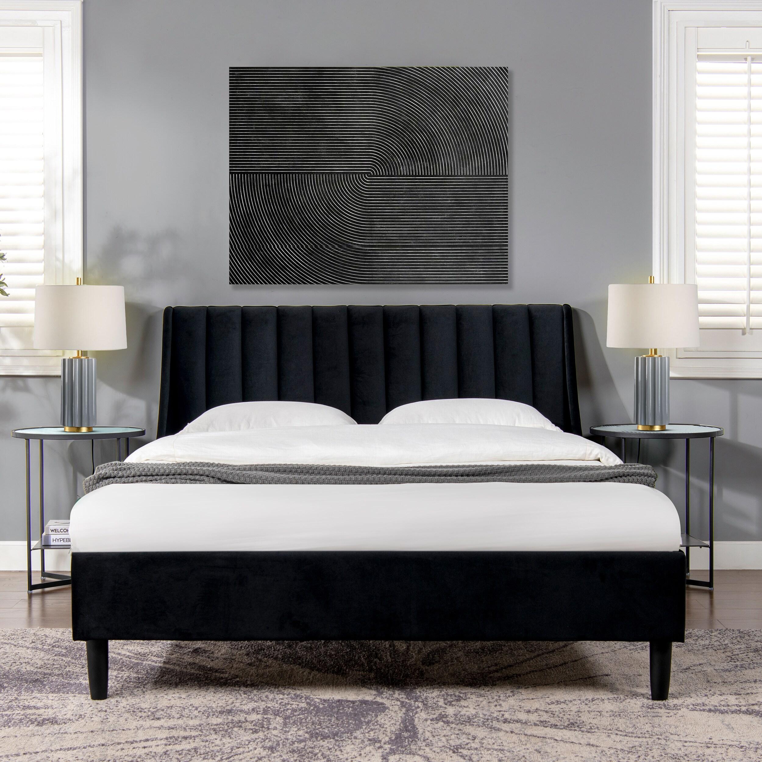 Sandy Wilson Home Aspen Upholstered Platform Bed Queen Anthracite Black