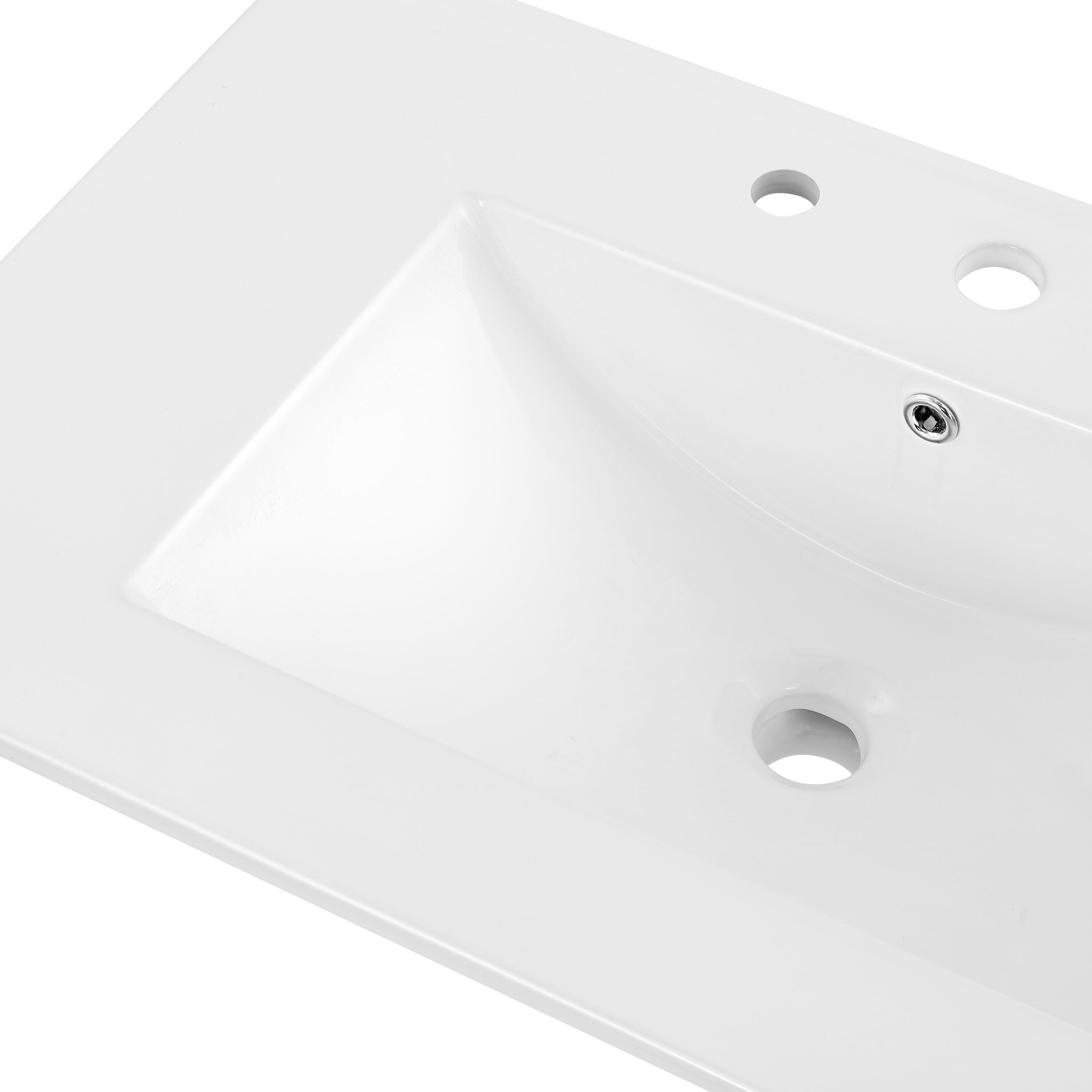 White Ceramic 30" Rectangular Single Sink Vanity Top