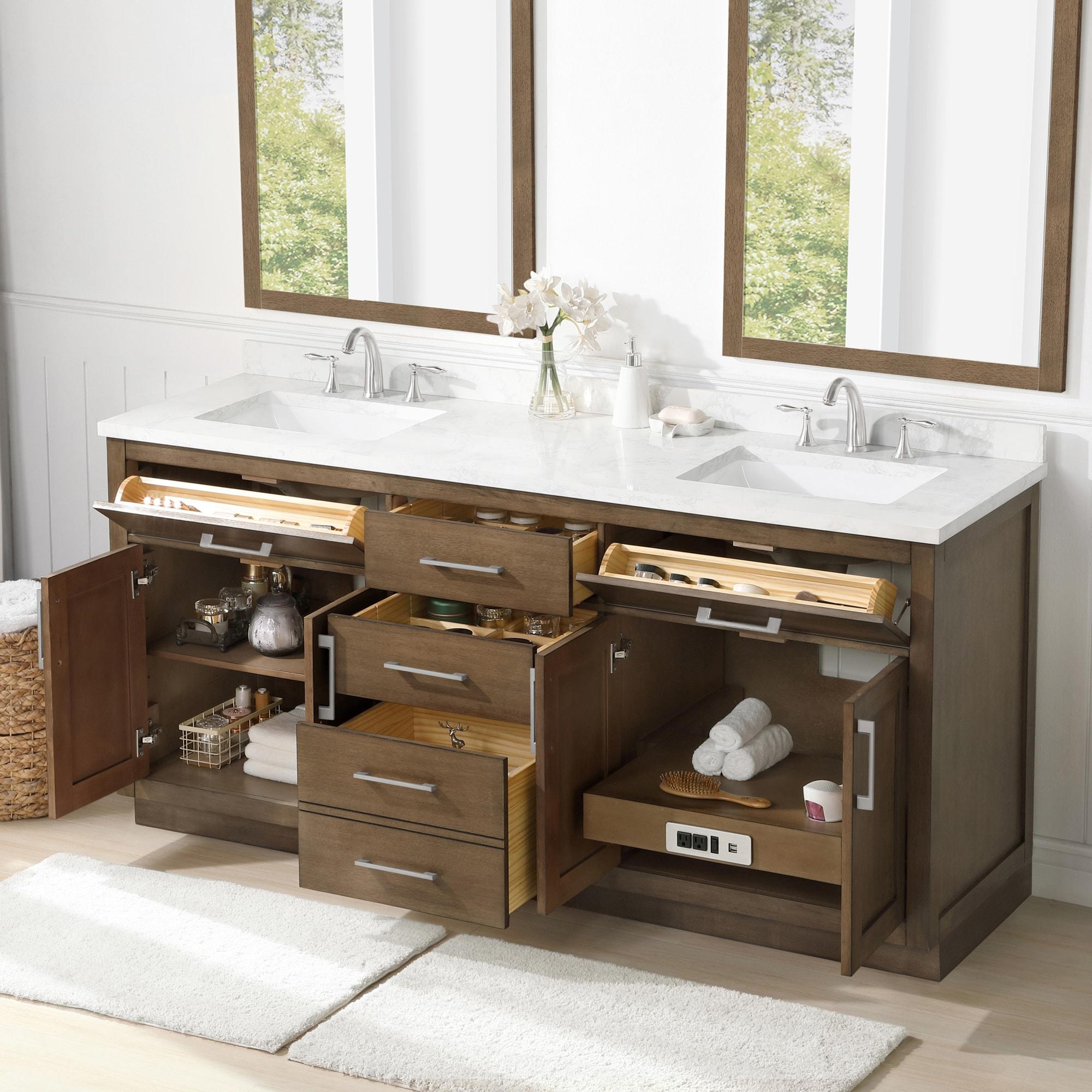 OVE Decors Athea 72 in. W Bath Vanity with Premium Countertop and Power Bar