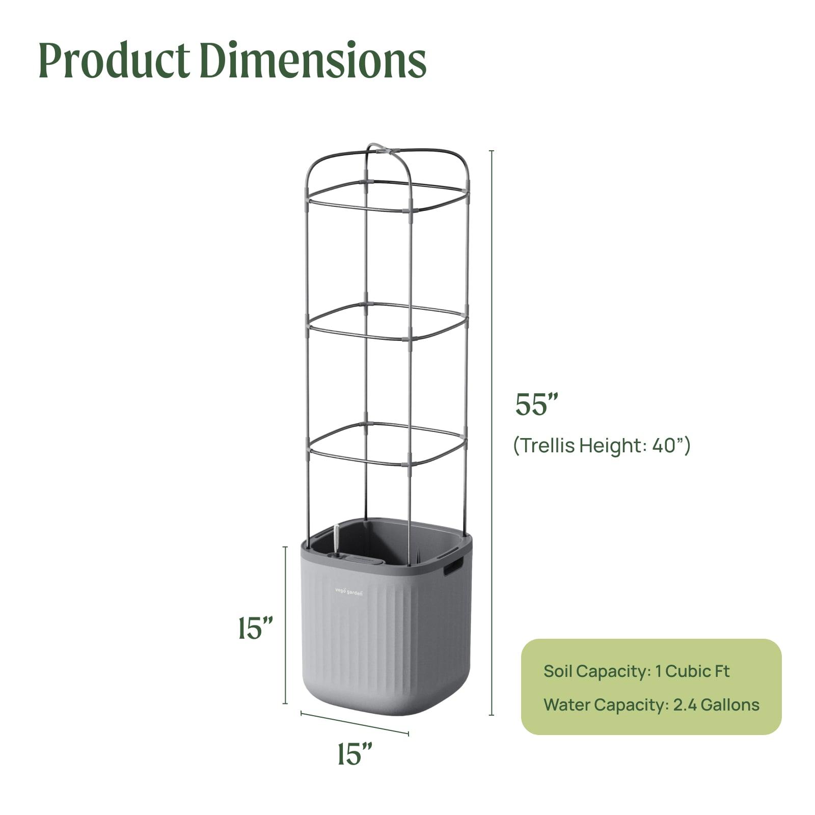 Vego Garden Mini Tomato Plastic Outdoor Pot Planter with Trellis