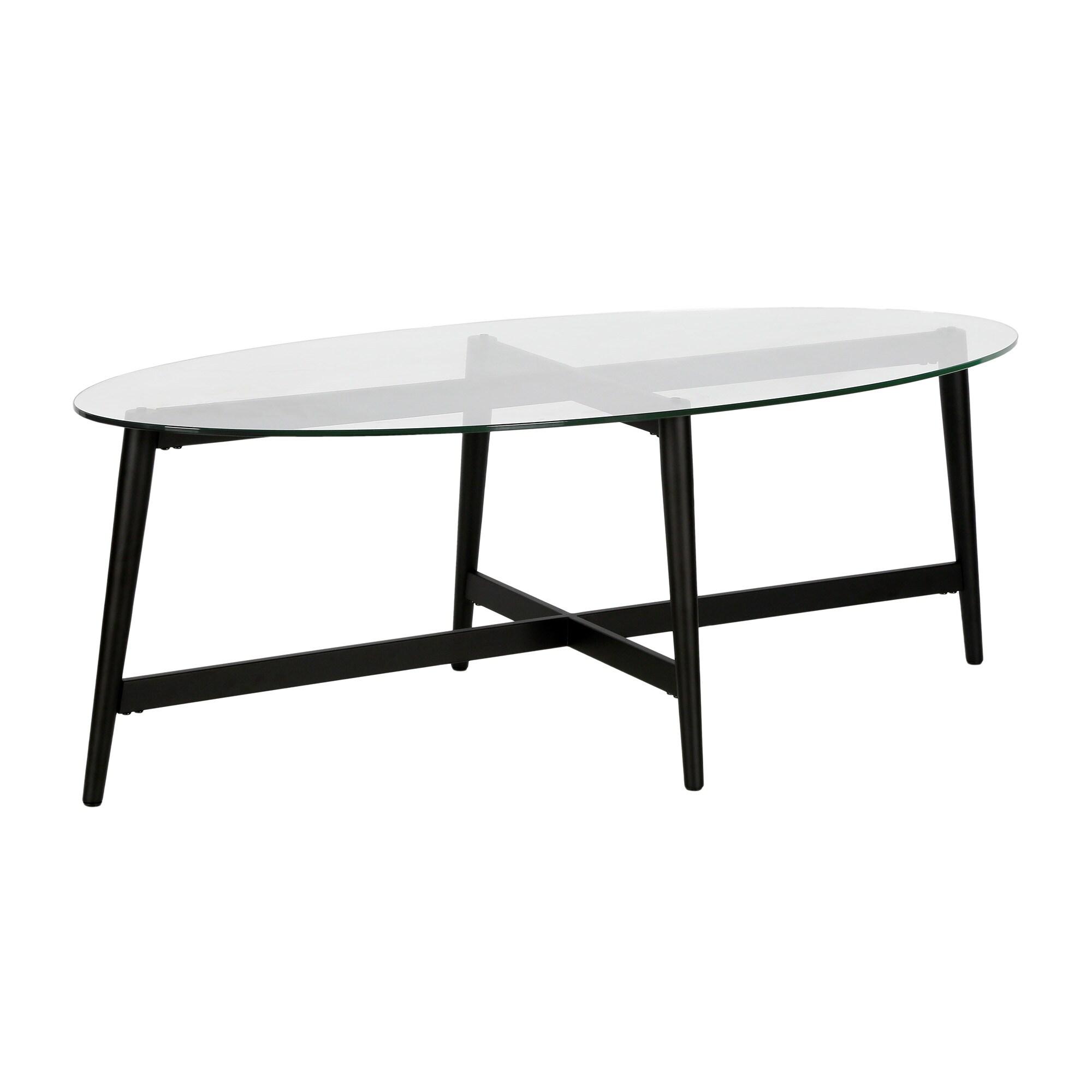 Evelyn&Zoe Olson 50.5" Wide Oval Coffee Table in Blackened Bronze