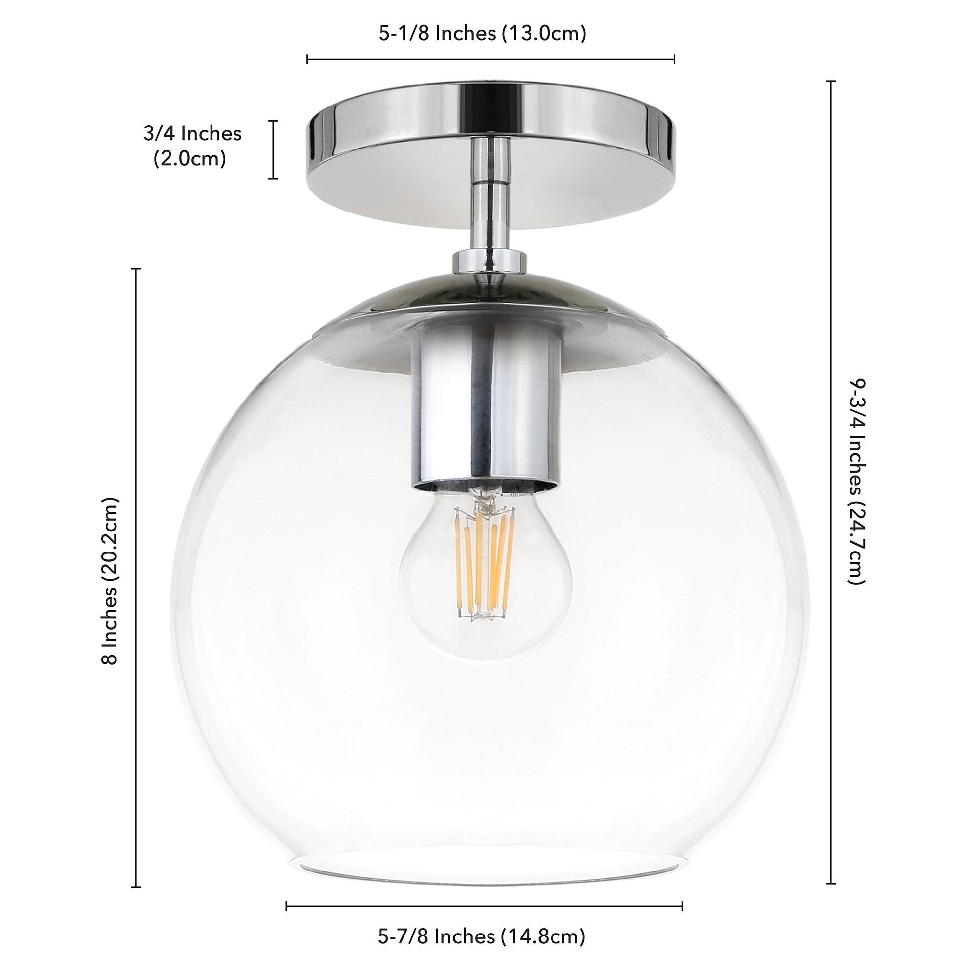 Evelyn&Zoe 9" Polished Nickel Finish Metal/Glass Semi Flush Mount
