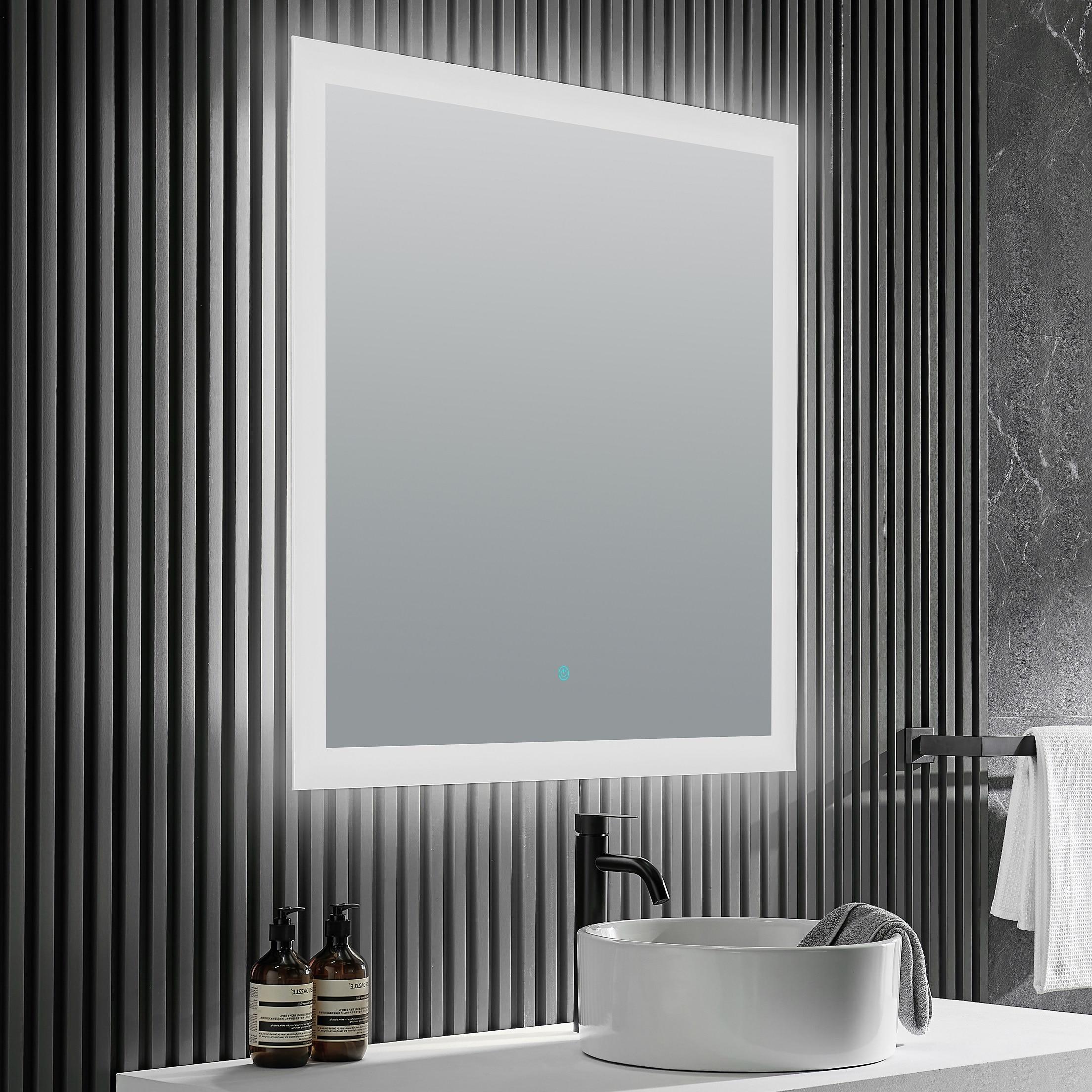 ANZZI Volta Frameless LED Bathroom Mirror in Silver | 36 in. H x 36 in. W