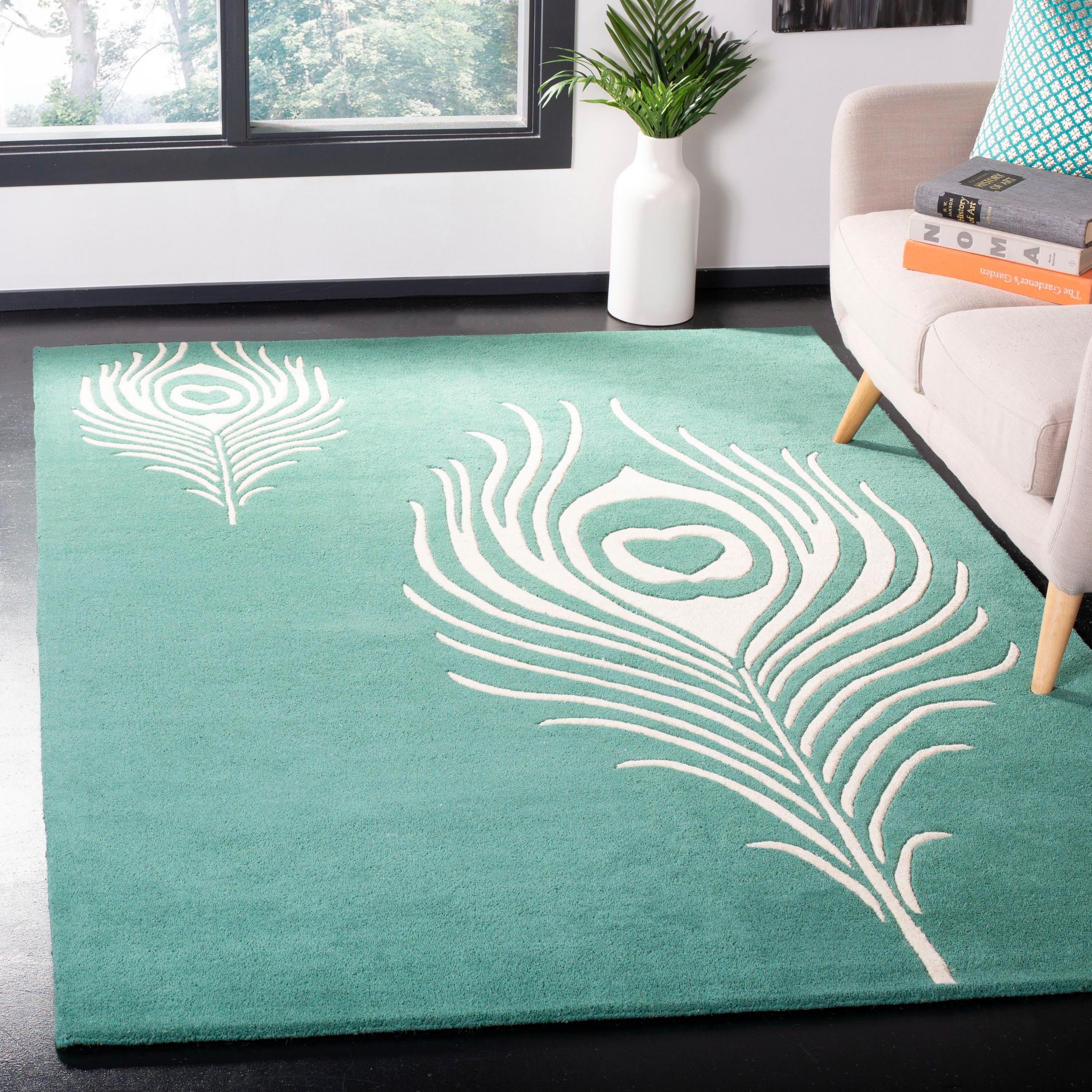 Soho SOH704 Hand Tufted Accent Contemporary Accent Rug - Teal/Ivory - 2' X 3' - Safavieh.