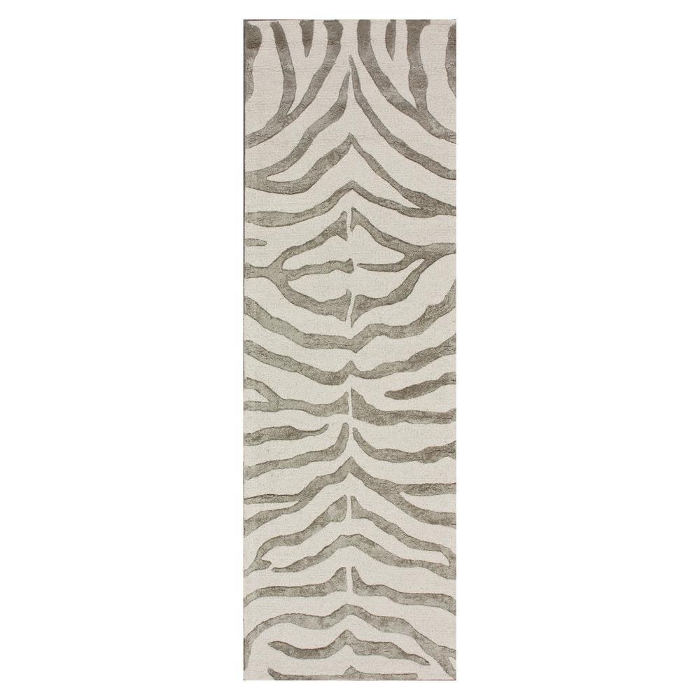 nuLOOM Zebra Hand Tufted Plush Wool Runner Rug, 2' 6" x 8', Gray