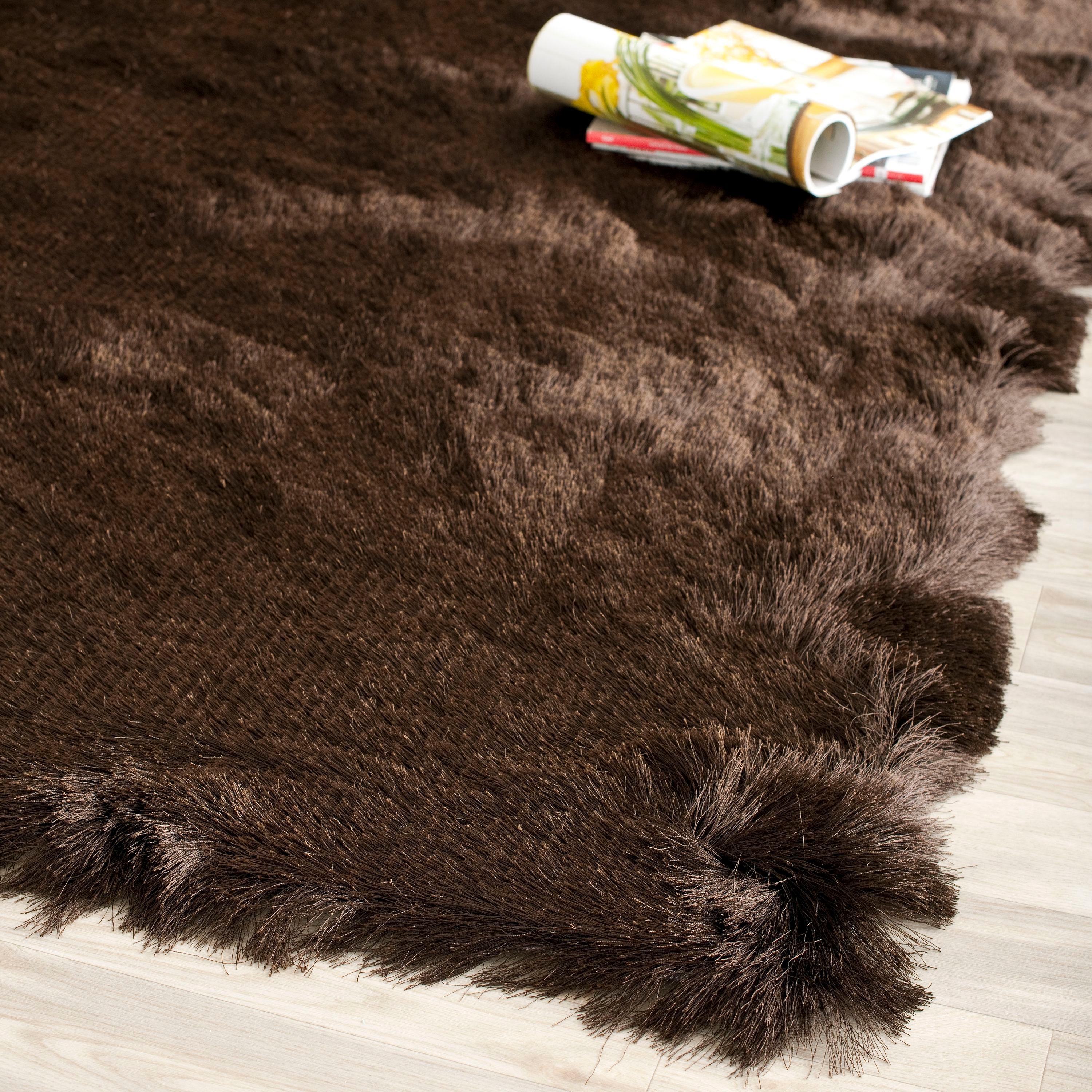 Paris Shag SG511 Hand Tufted Indoor Area Rug - Chocolate - 5'x5' Square - Safavieh