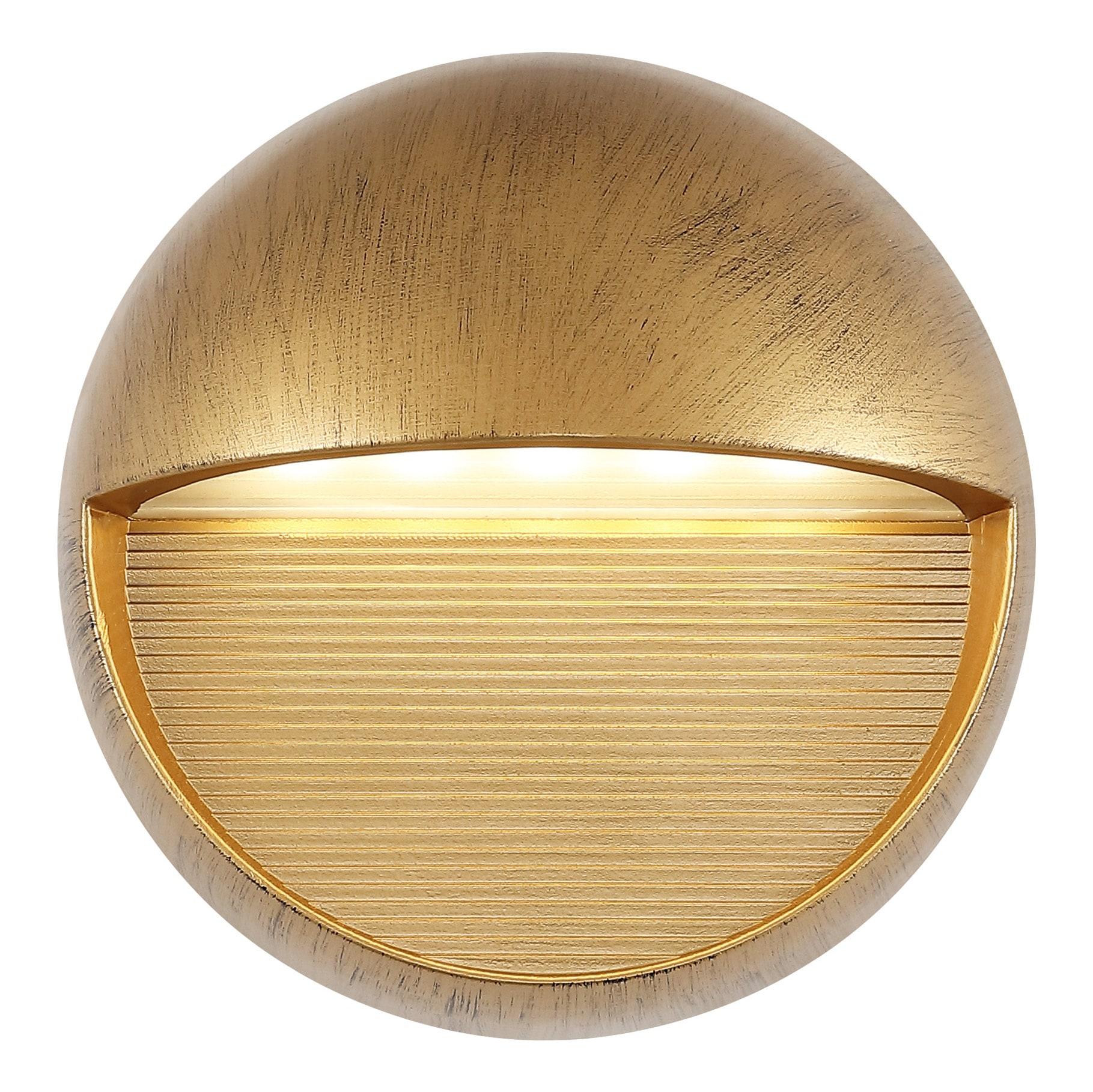 Orbe 6.25" Outdoor Metal/Glass Integrated LED Wall Sconce, Antique Gold