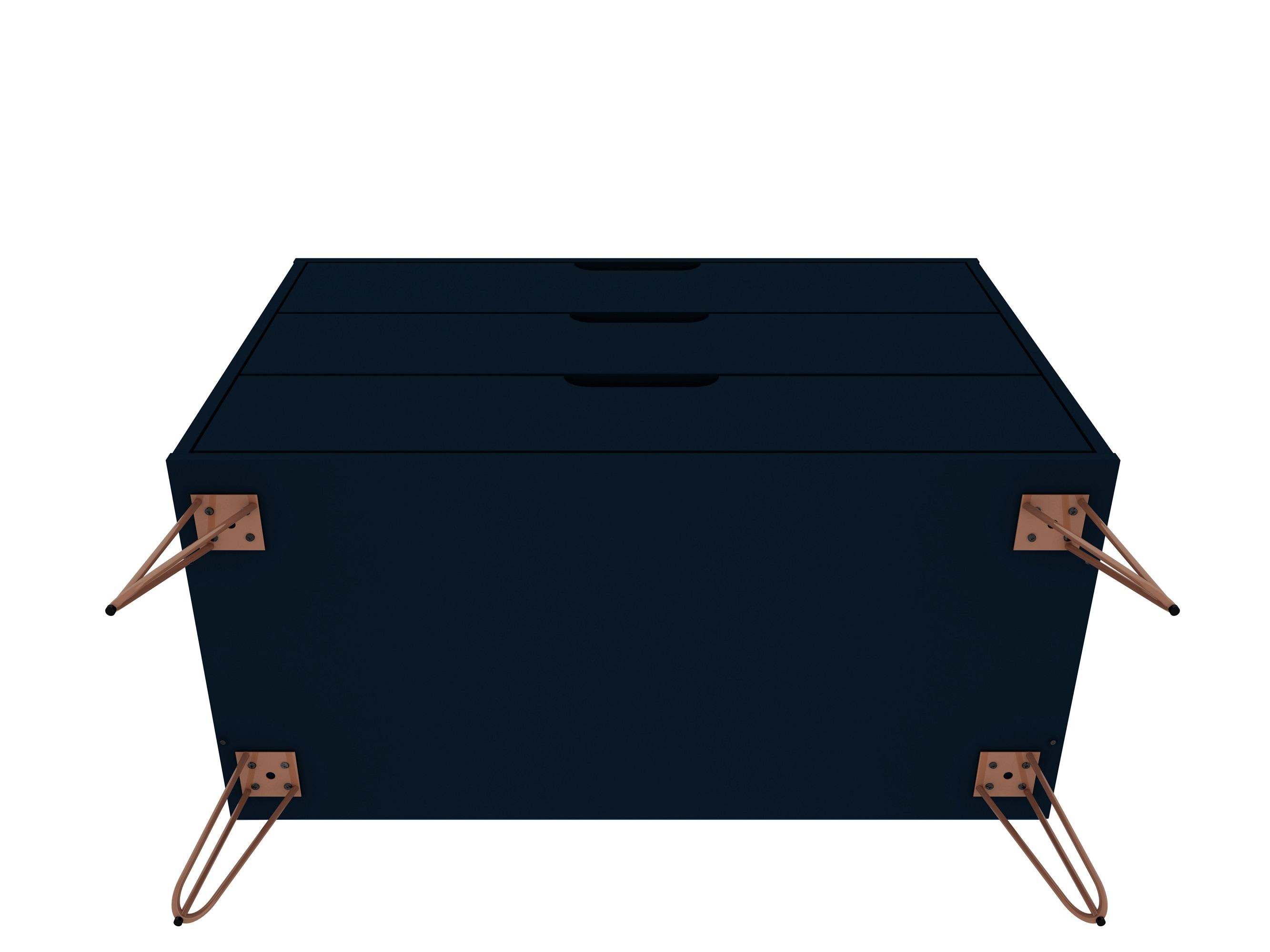 Manhattan Comfort Set of 2 Rockefeller 3 Drawer Dresser Tatiana Midnight Blue: MDF Bedroom Storage, Easy-Glide, Includes Anti-Tip Hardware