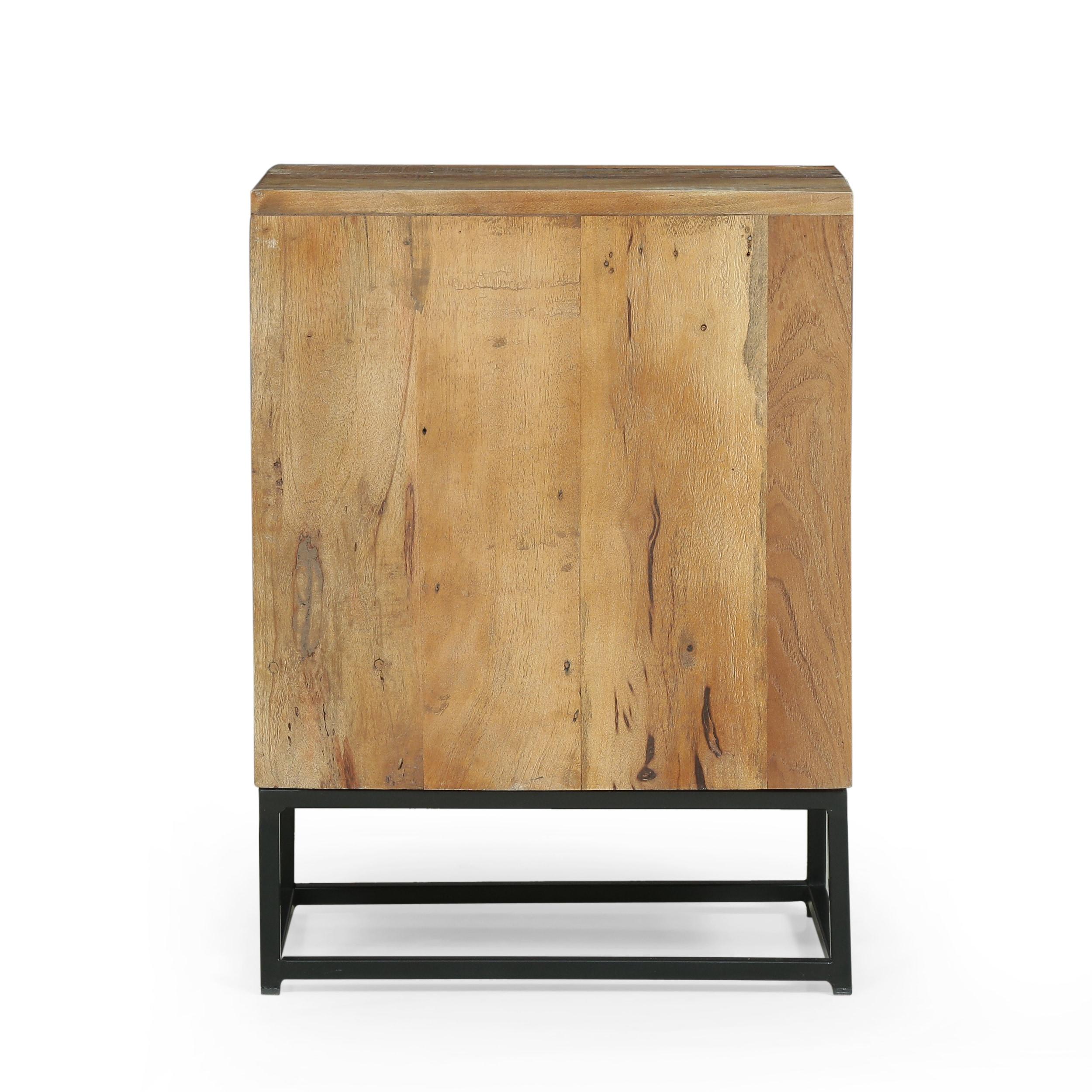 GDF Studio Temur Boho Wooden Night Stand, Natural