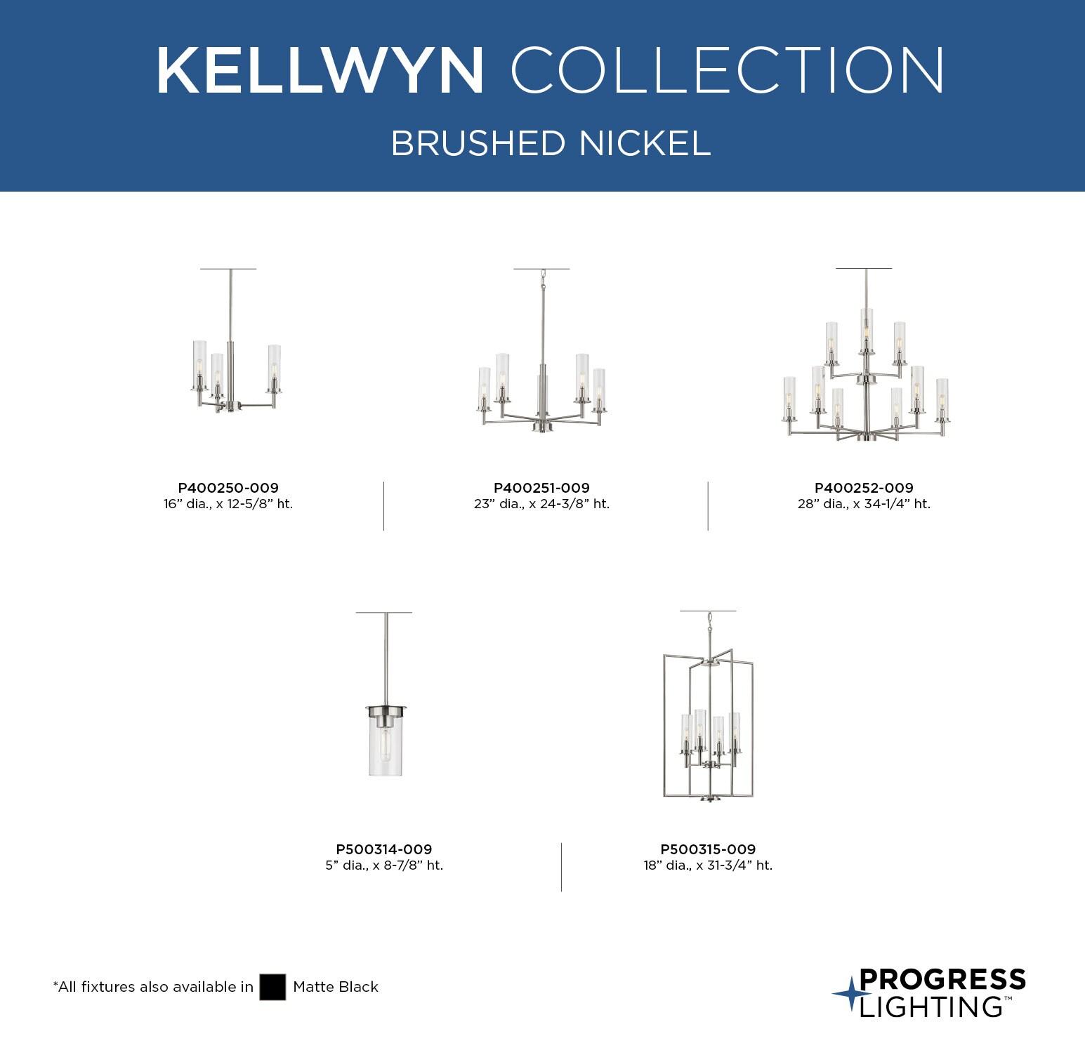 Progress Lighting Kellwyn 4-Light Foyer Pendant, Brushed Nickel, Clear Glass Shade