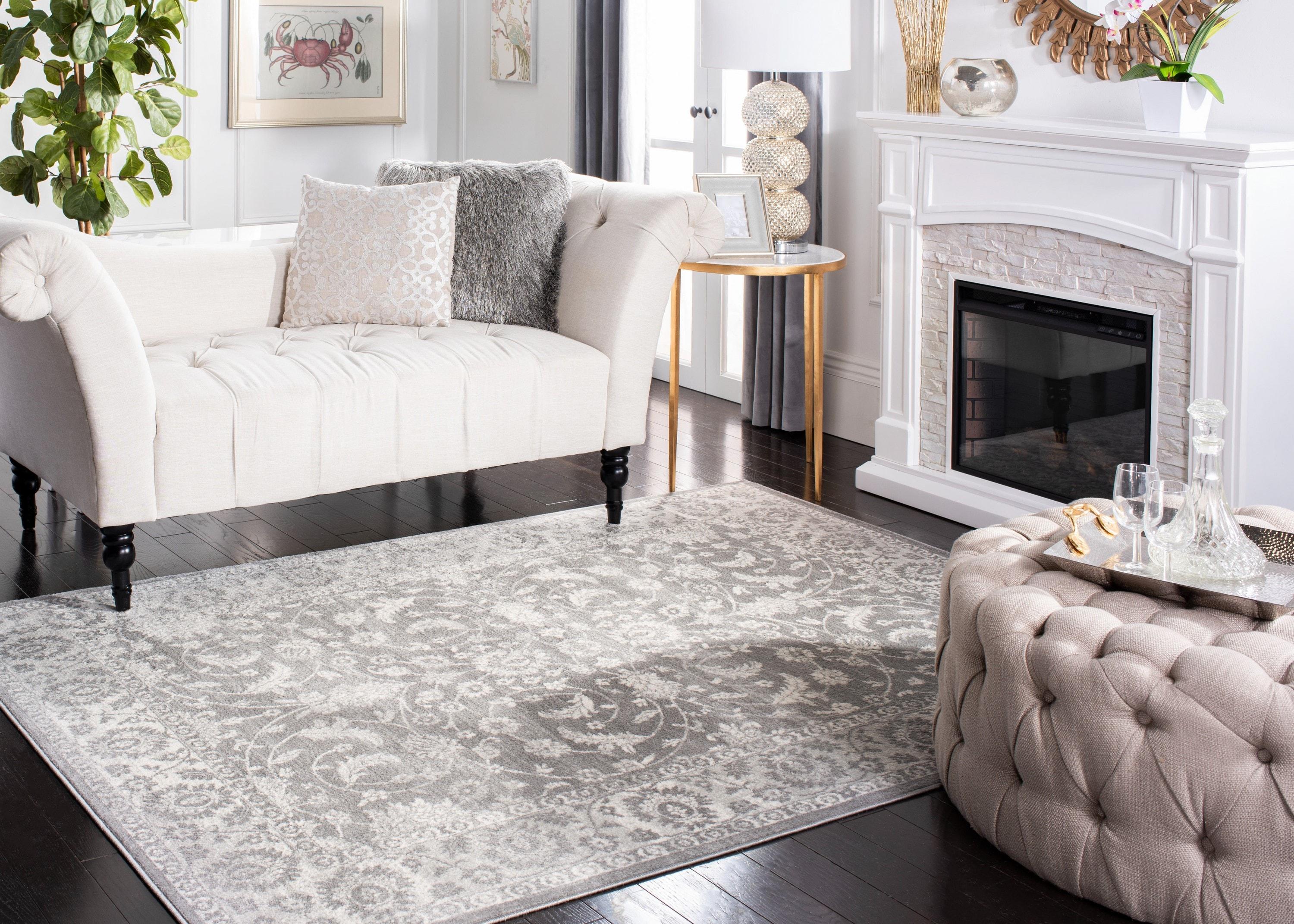 Brentwood BNT844 Power Loomed Area Rug - Cream/Grey - 3' X 3' Square - Safavieh.