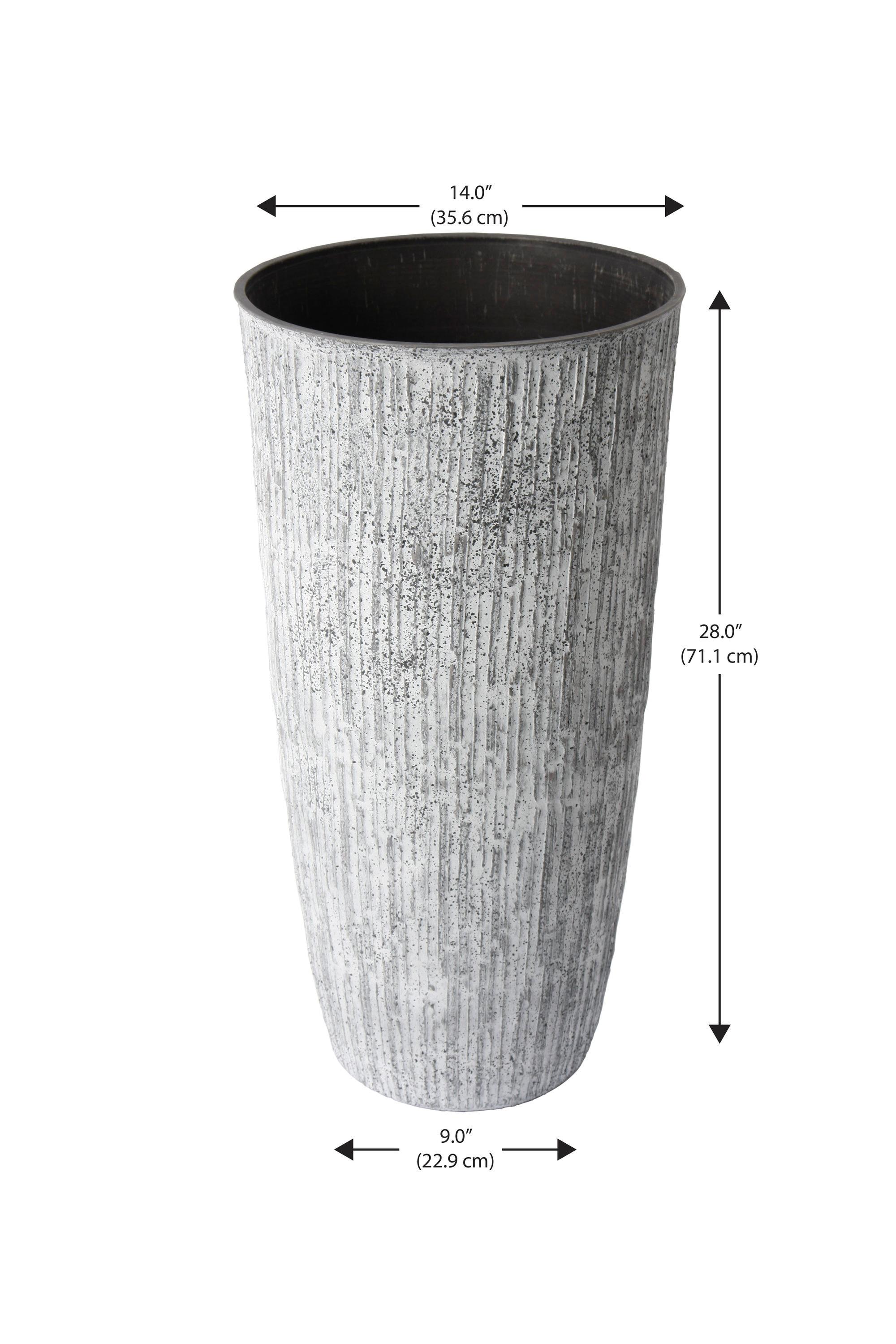 Tall White Bark Composite Planter with Drainage Holes