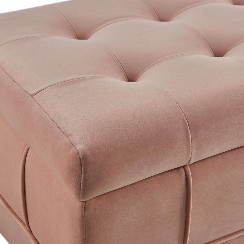 Jude Tufted Storage Ottoman Blush - Picket House Furnishings: Velvet Upholstered, Rectangular with Wooden Legs