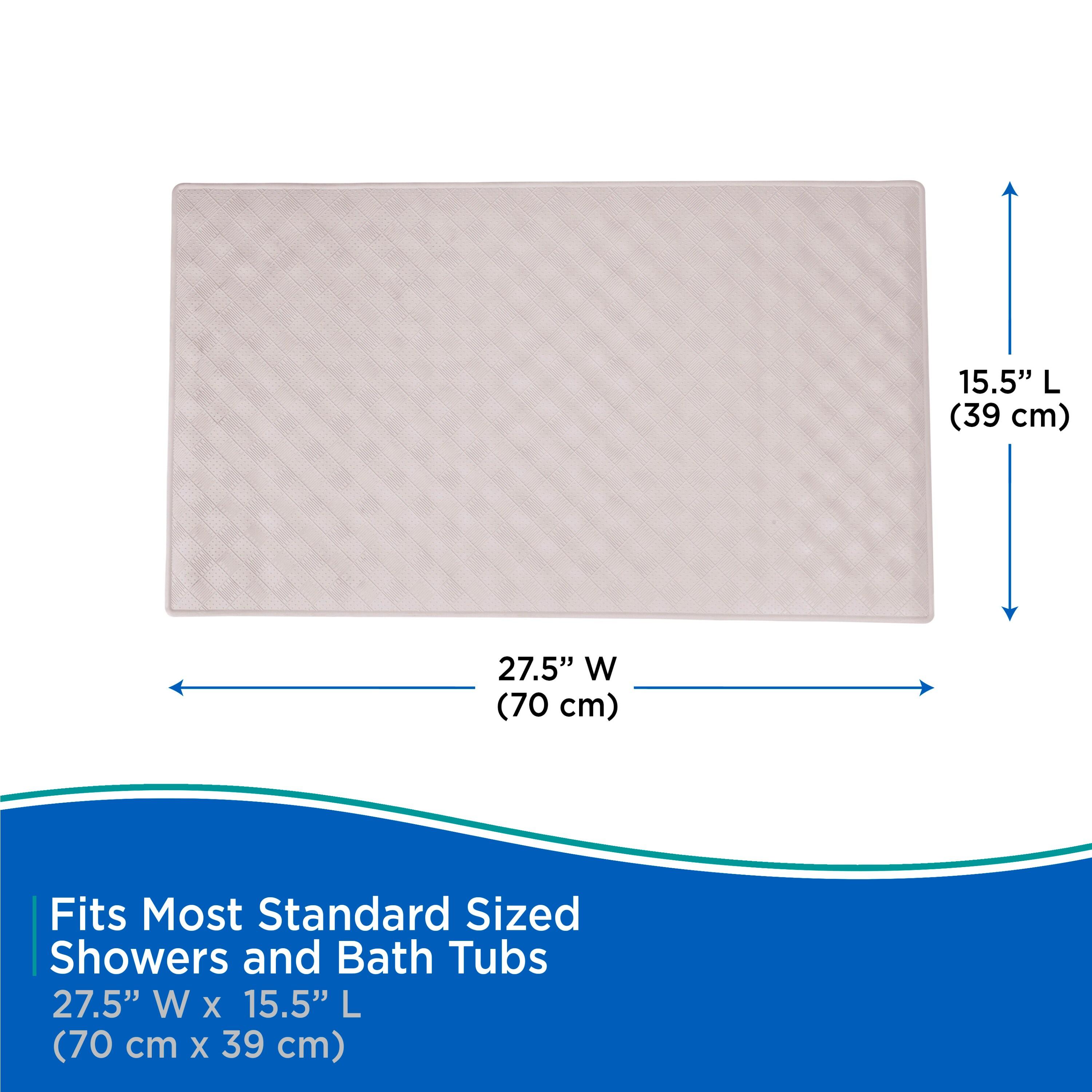 Kenney® Inside the Shower Textured Rubber Bath Mat with Suction Cups, 27.5" L x 15.5" W, Off White