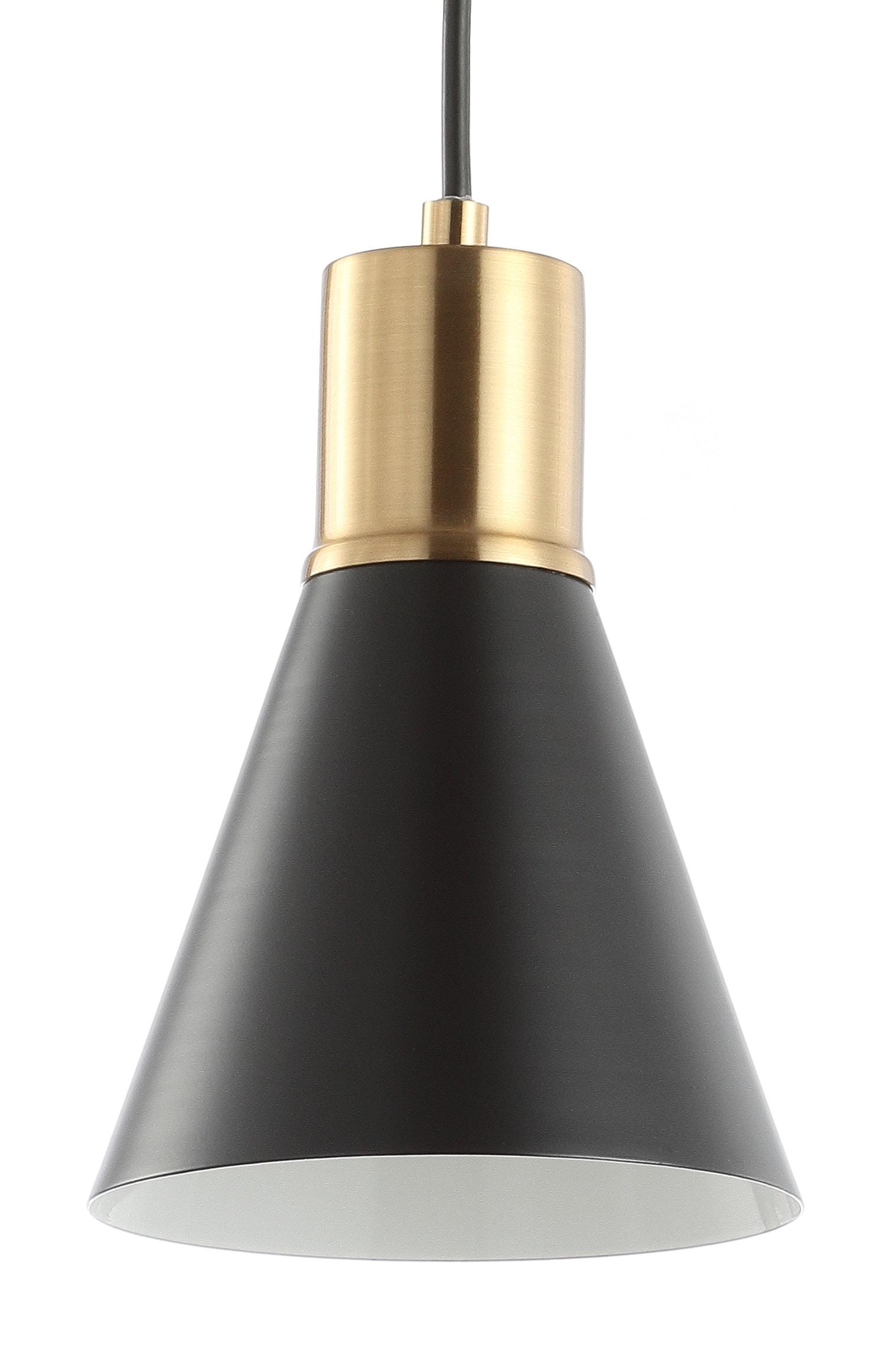 JONATHAN Y JYL6131A Apollo 6" Metal LED Pendant Contemporary Dimmable Adjustable Dining Room Living Room Kitchen Foyer Bedroom Hallway, Black/Brass Gold