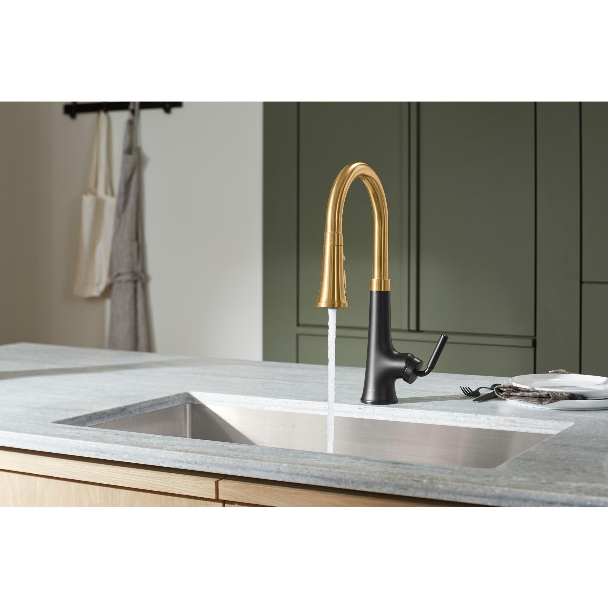 Tone Single Handle Pull Down Kitchen Sink Faucet with Three-Function Pull Down Sprayer