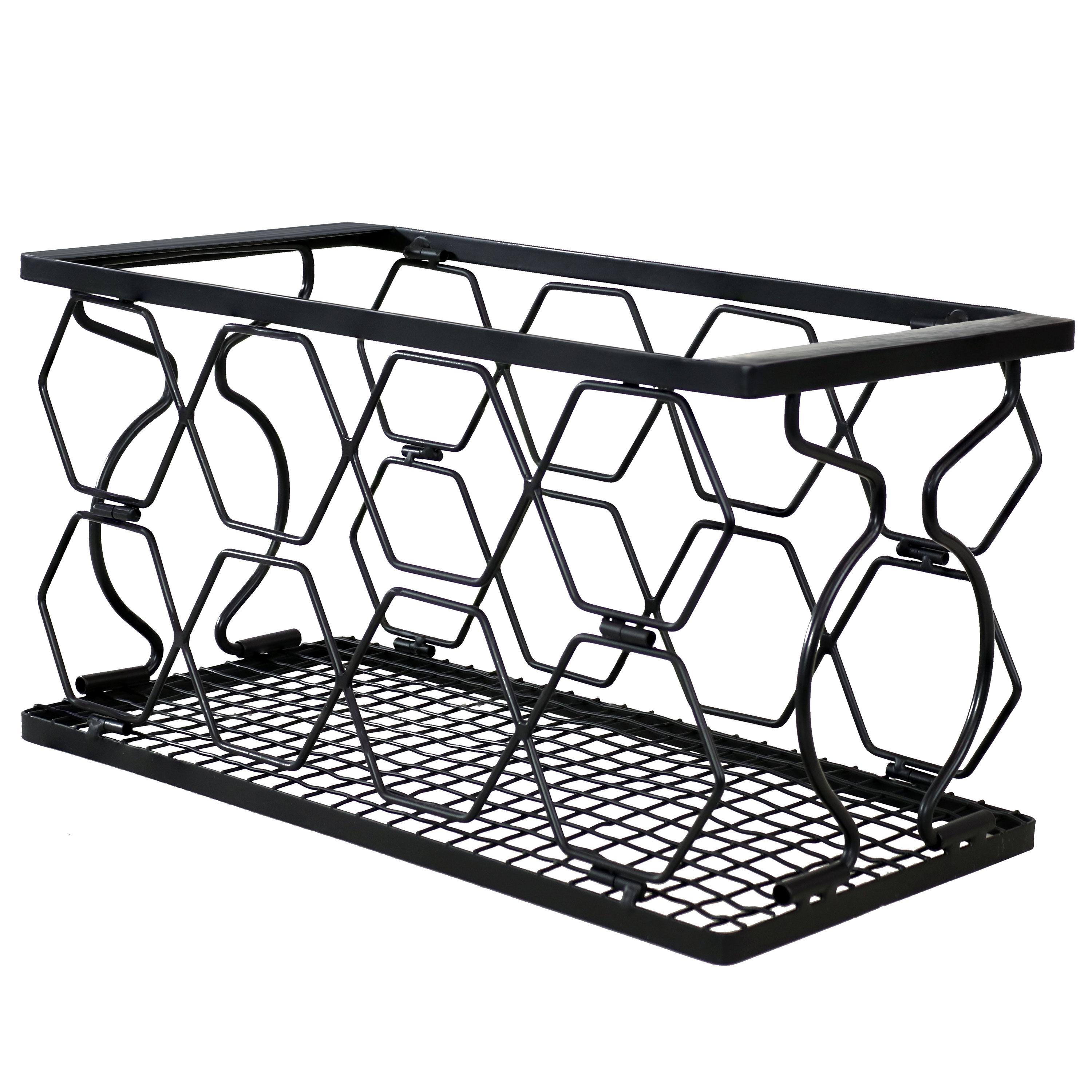 Sunnydaze Indoor Metal Collapsible Tabletop Wine Rack for the Kitchen or Bar - Black