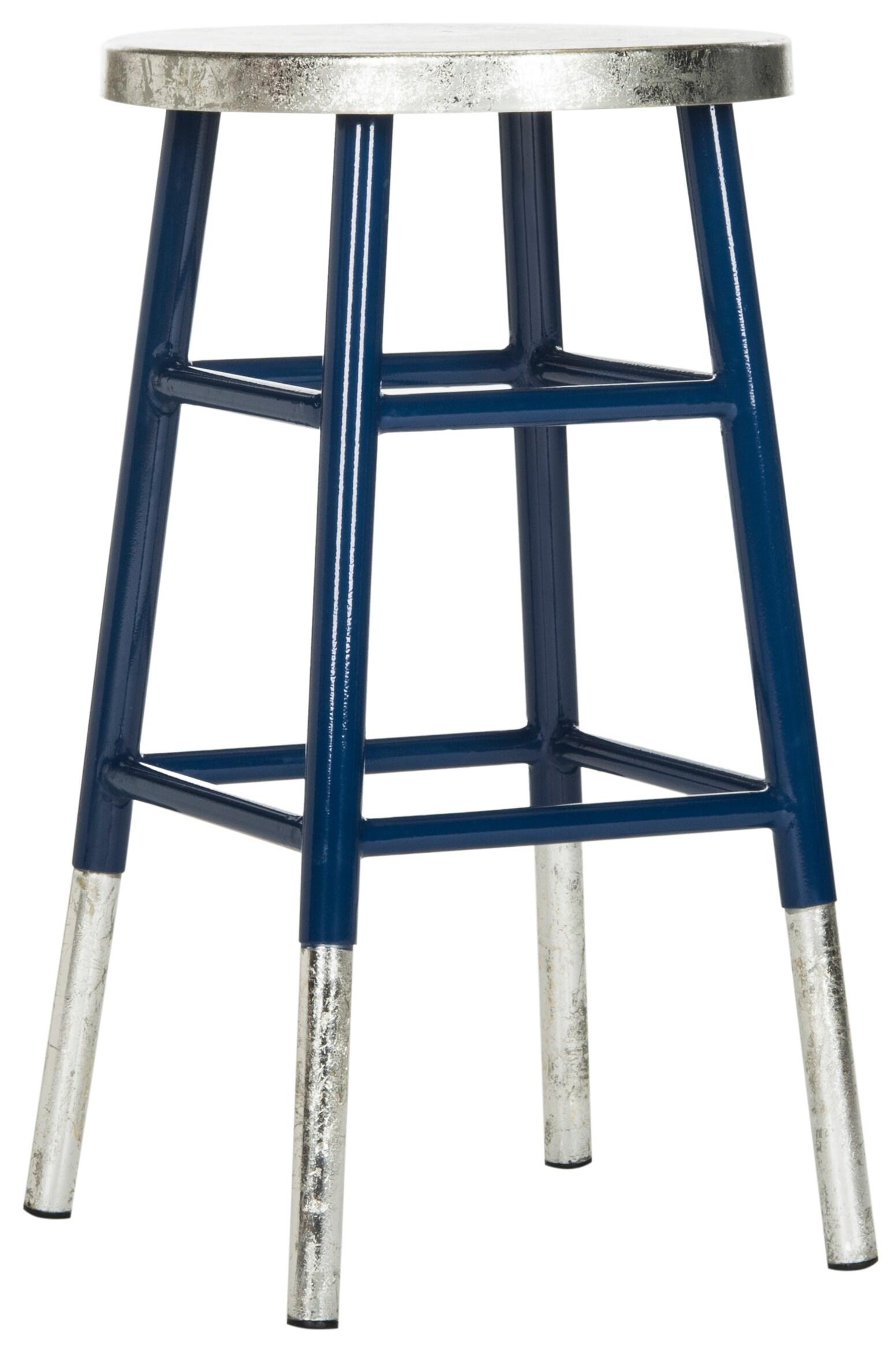 Kenzie Silver Dipped Counter Stool - FOX3211 - Navy/Silver - Safavieh Couture
