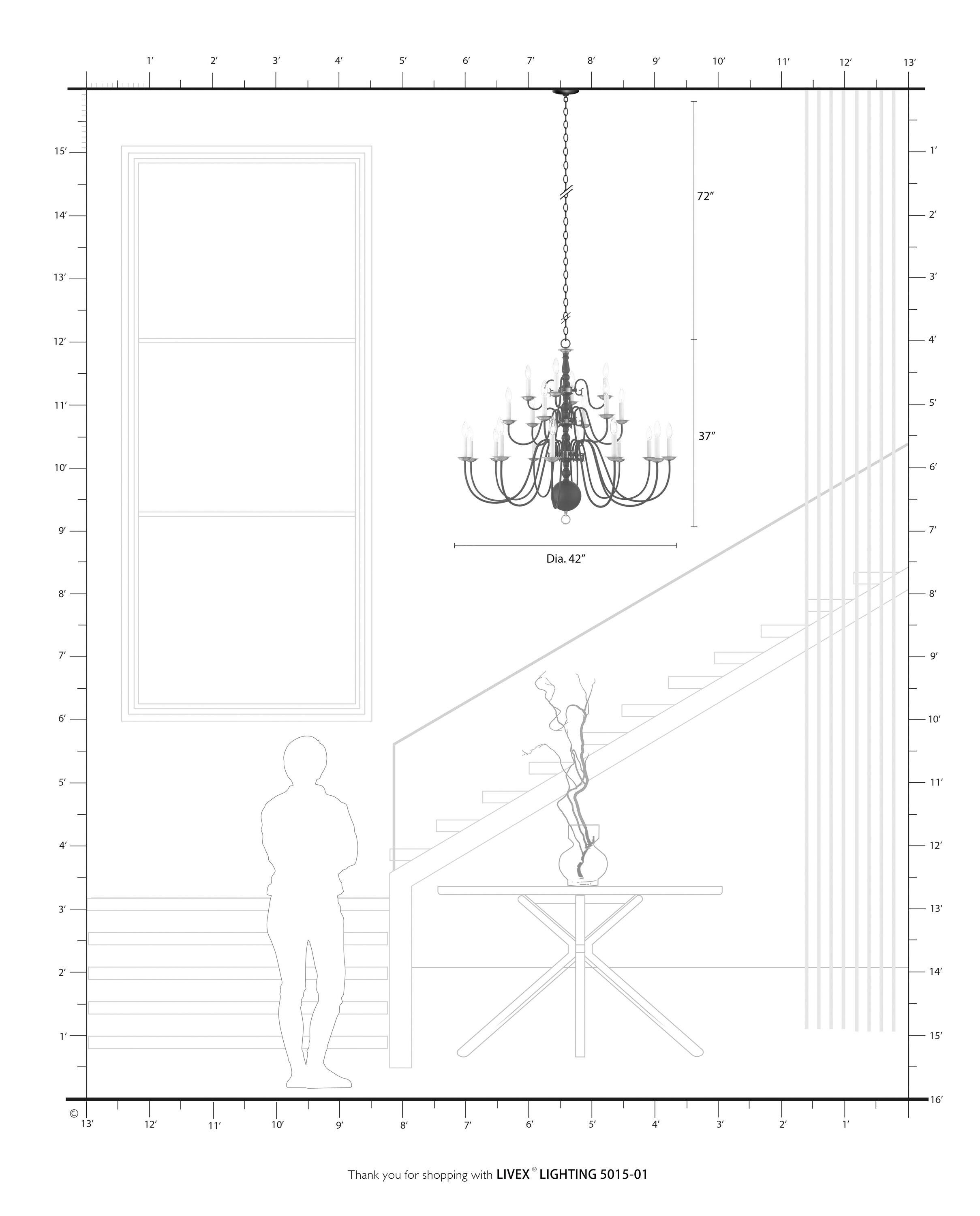 Livex Lighting Williamsburgh 22 - Light Chandelier in  Antique Brass